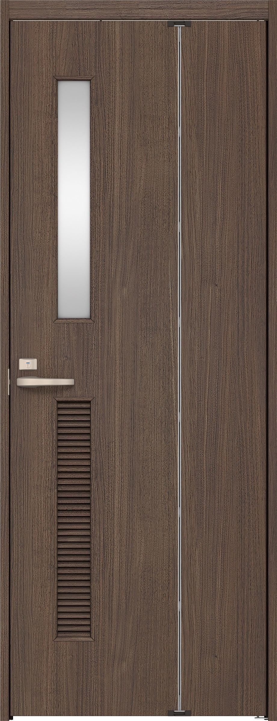 リビングドア　イエリア　機能ドア　折戸ドア　扉セット　Ｃ８デザイン　９３０幅　２０００高　〈ダルブラウン柄〉　右開き　錠付　表示錠