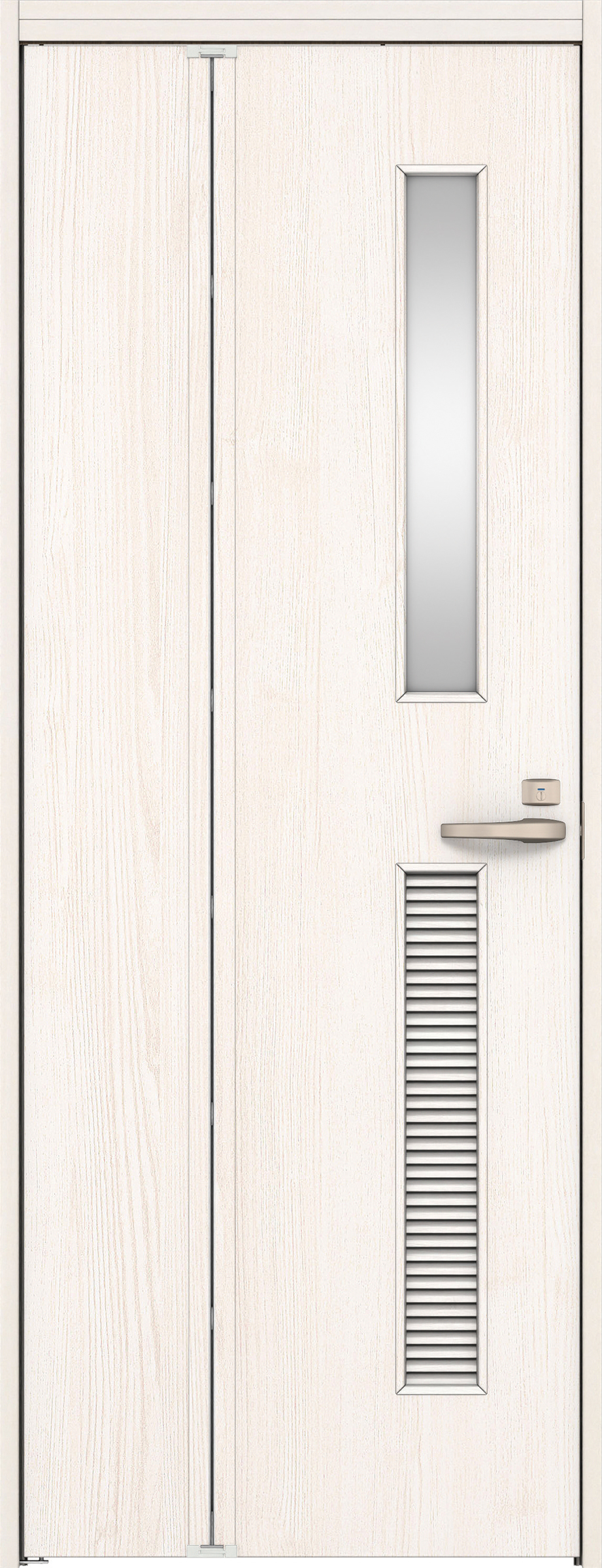 リビングドア　イエリア　機能ドア　折戸ドア　扉セット　Ｃ８デザイン　９３０幅　２０００高　〈ネオホワイト柄〉　左開き　錠付　表示錠