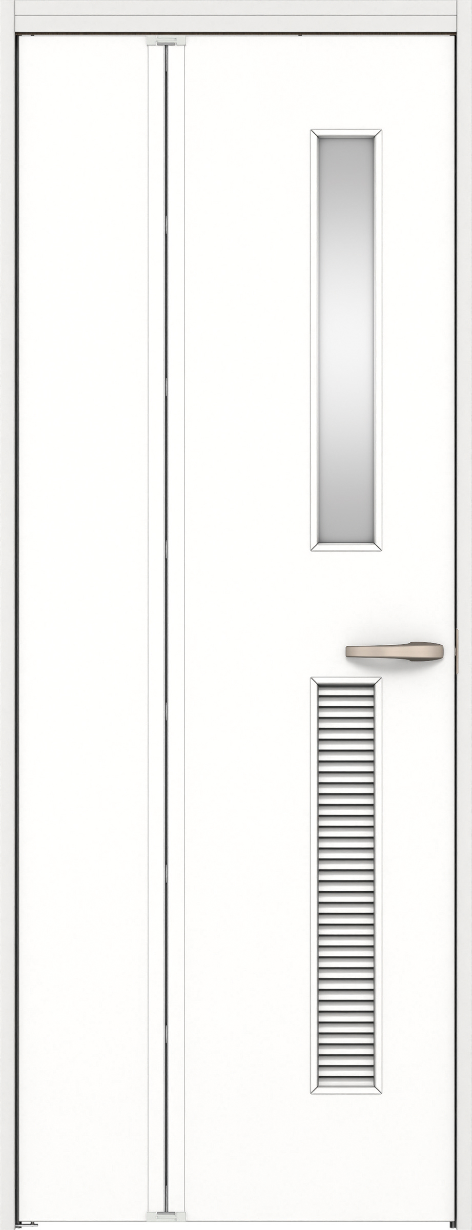 リビングドア　イエリア　機能ドア　折戸ドア　扉セット　Ｃ８デザイン　７３５幅　２０００高　〈パウダーホワイト柄〉　左開き　錠なし
