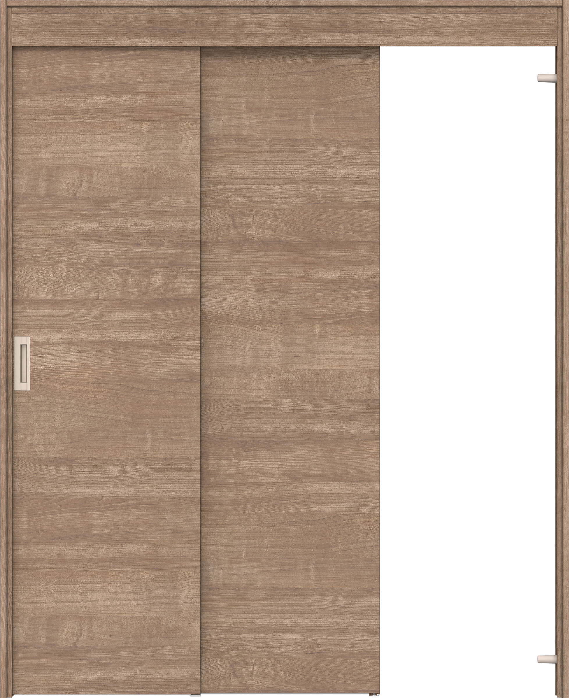 リビングドア　イエリア　機能ドア　２枚連動吊戸　扉セット　Ｕ０デザイン　１４５０幅用　２０００高　〈トープグレー柄〉　右引　錠なし