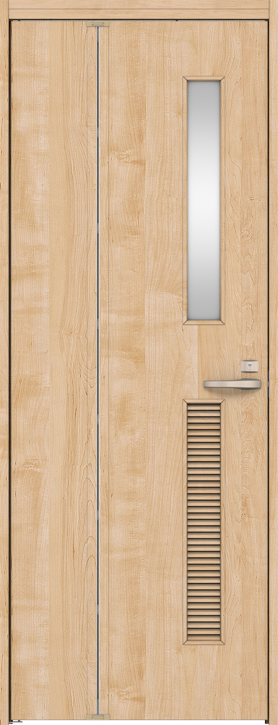 リビングドア　イエリア　機能ドア　折戸ドア　扉セット　Ｃ８デザイン　９３０幅　２０００高　〈ミルベージュ柄〉　左開き　錠付　表示錠