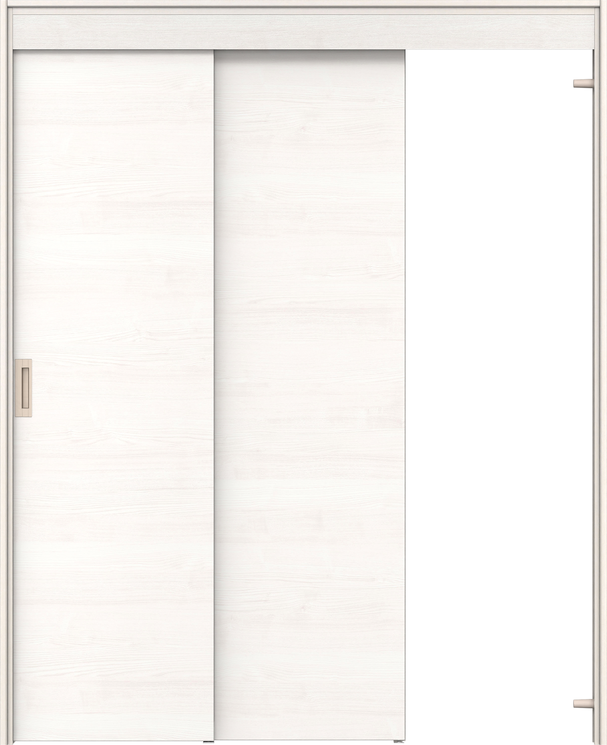 リビングドア　イエリア　機能ドア　２枚連動吊戸　扉セット　Ｕ０デザイン　１４５０幅用　２０００高　〈ネオホワイト柄〉　右引　錠なし