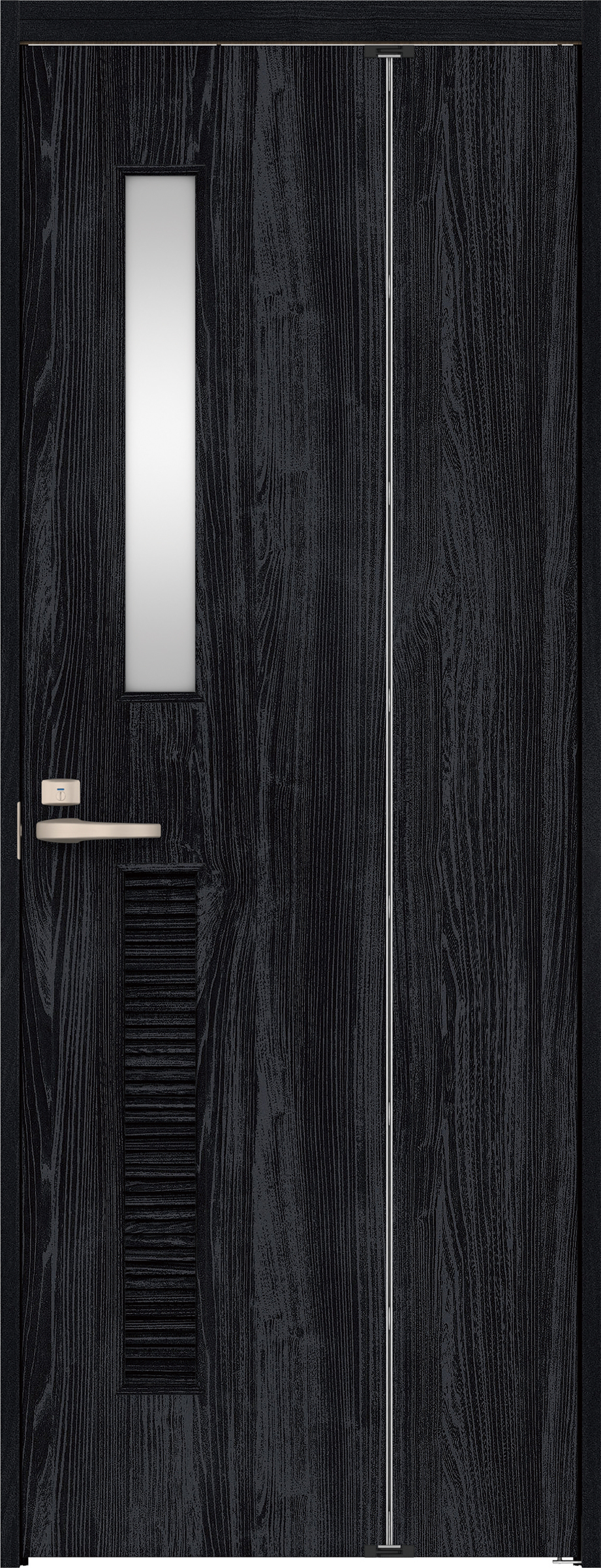 リビングドア　イエリア　機能ドア　折戸ドア　扉セット　Ｃ８デザイン　９３０幅　２０００高　〈モスブラック柄〉　右開き　錠付　表示錠