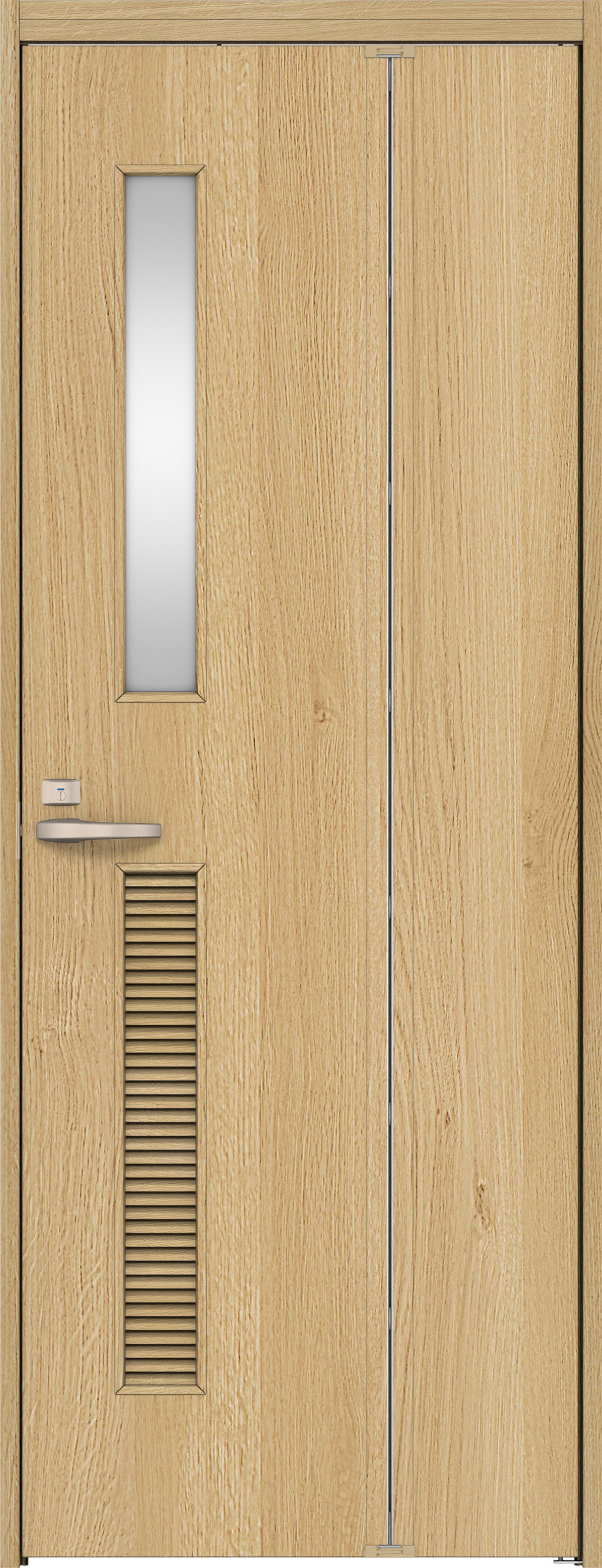 リビングドア　イエリア　機能ドア　折戸ドア　扉セット　Ｃ８デザイン　７８０幅　２０００高　〈ライトオーカー柄〉　右開き　錠付　表示錠