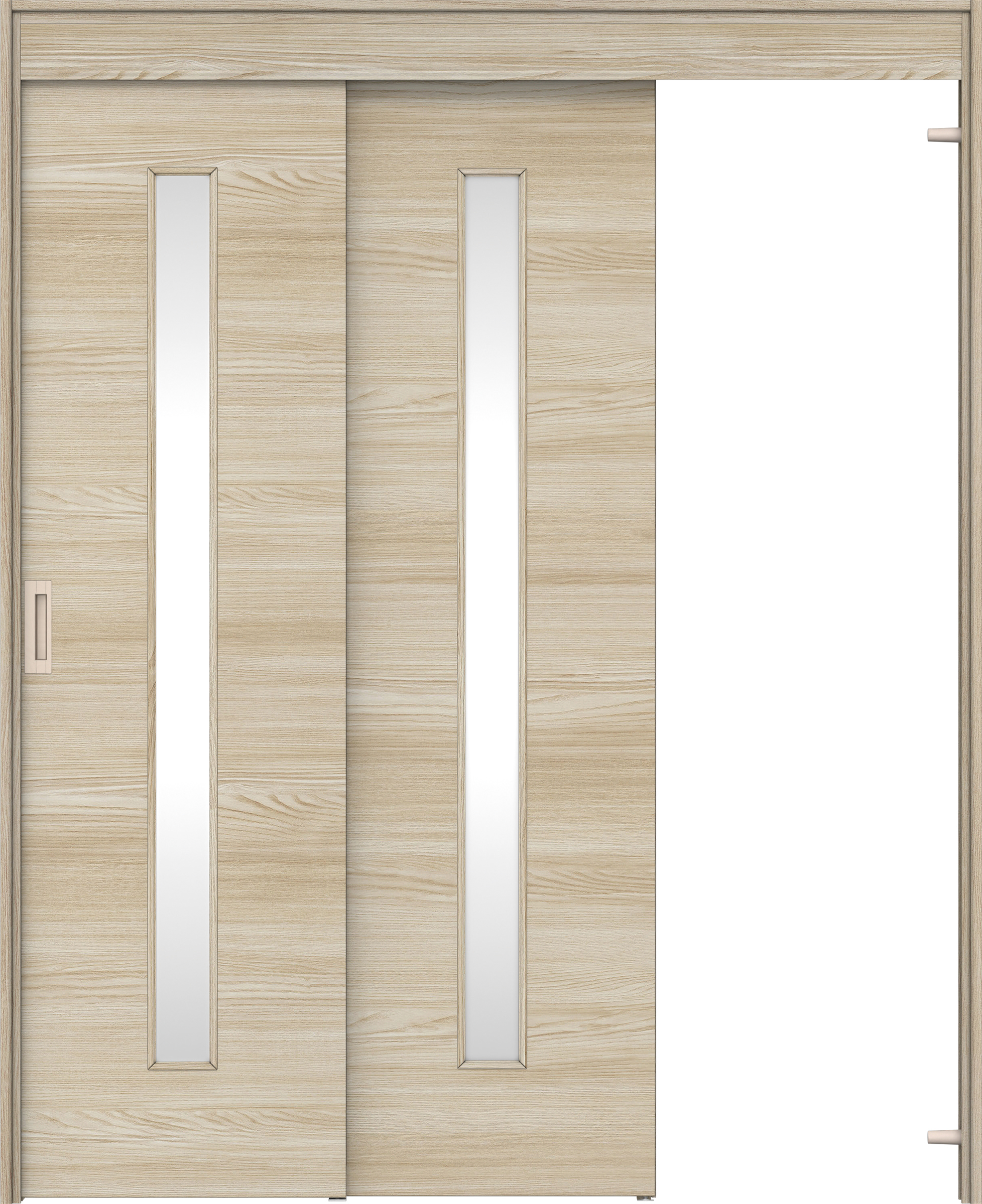 リビングドア　イエリア　機能ドア　２枚連動吊戸　扉セット　Ｕ８デザイン　１４５０幅用　２０００高　〈ソフトグレージュ柄〉　右引　錠なし