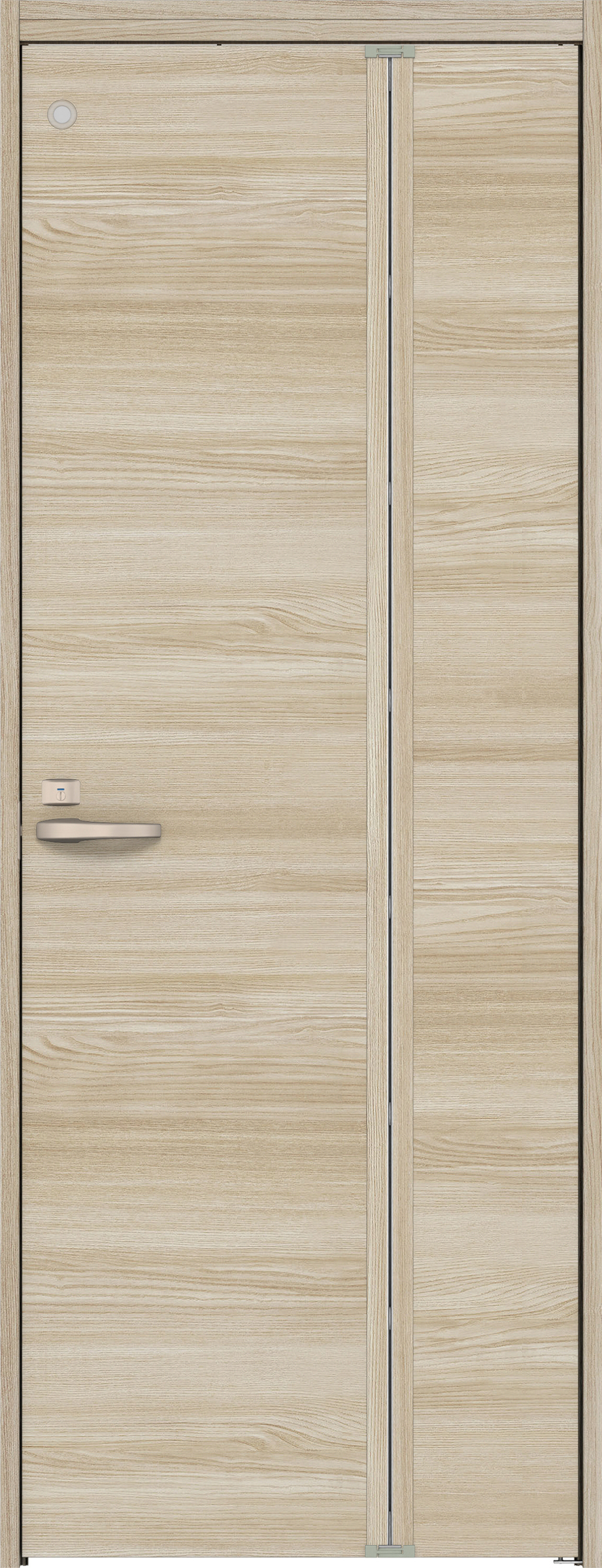 リビングドア　イエリア　機能ドア　折戸ドア　扉セット　Ｕ０デザイン　７８０幅　２０００高　〈ソフトグレージュ柄〉　右開き　錠付　表示錠　明かり窓付