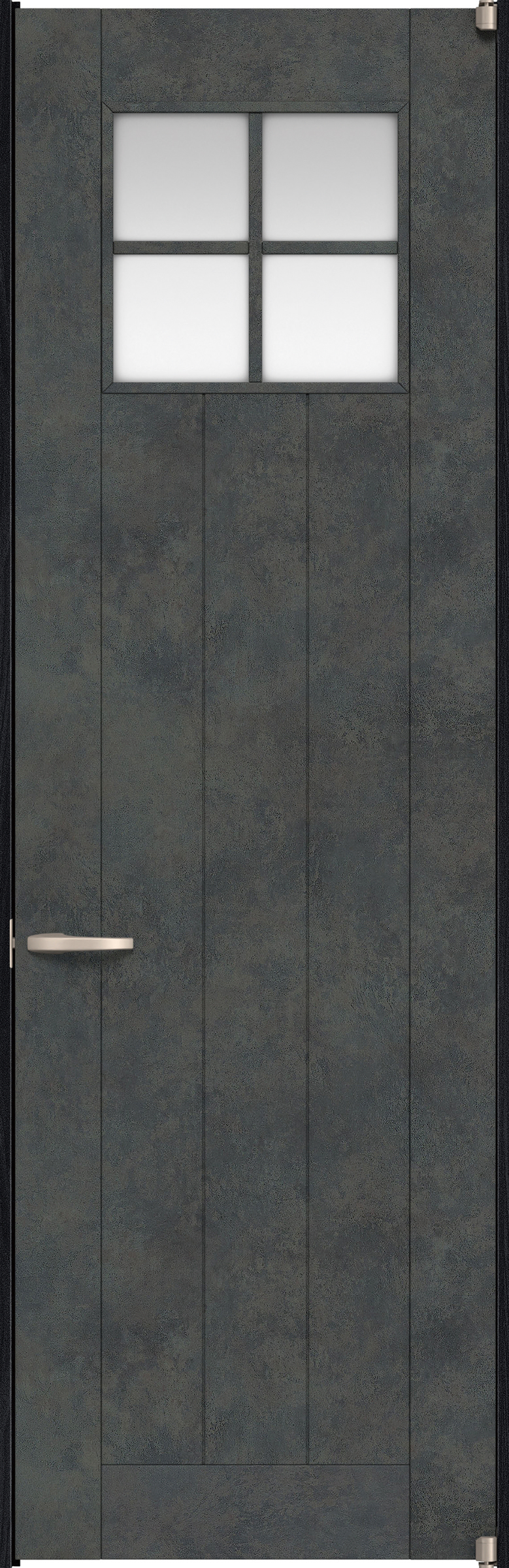 リビングドア　イエリア　二方枠ドア　扉セット　１Ｓデザイン　８５０幅　２４００高　〈アイアンブラック柄〉　右開き　空錠　ピボット丁番