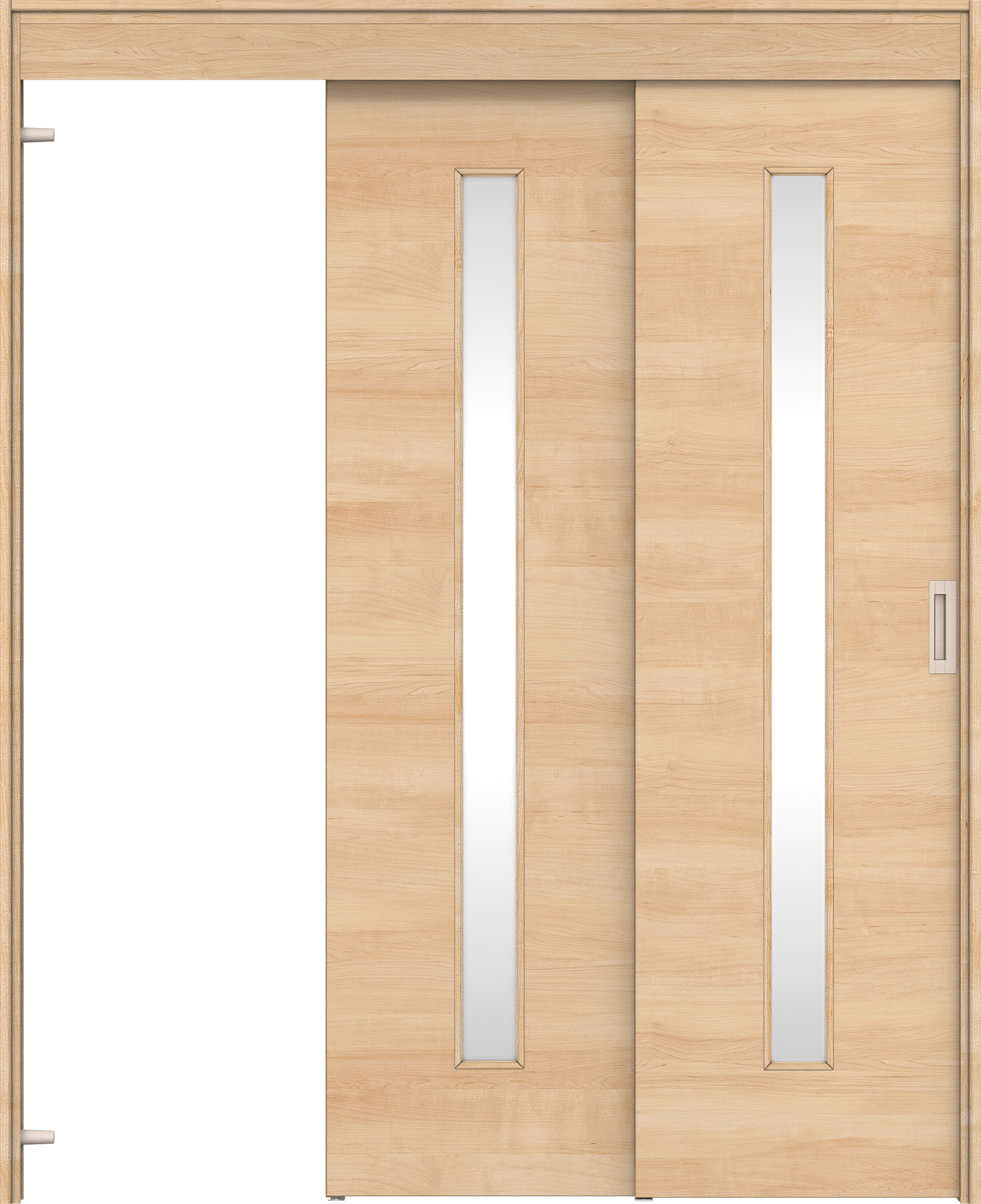 リビングドア　イエリア　機能ドア　２枚連動吊戸　扉セット　Ｕ８デザイン　１６４５幅用　２０００高　〈ミルベージュ柄〉　左引　錠なし