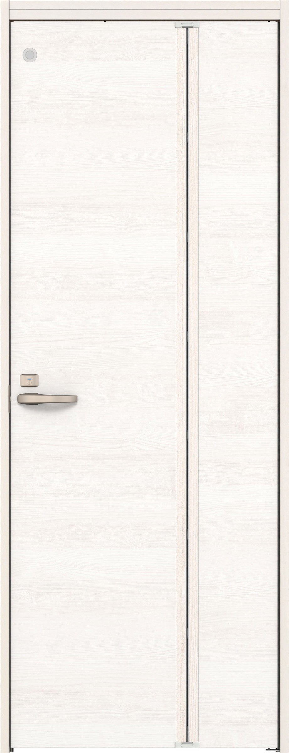 リビングドア　イエリア　機能ドア　折戸ドア　扉セット　Ｕ０デザイン　７８０幅　２０００高　〈ネオホワイト柄〉　右開き　錠付　表示錠　明かり窓付