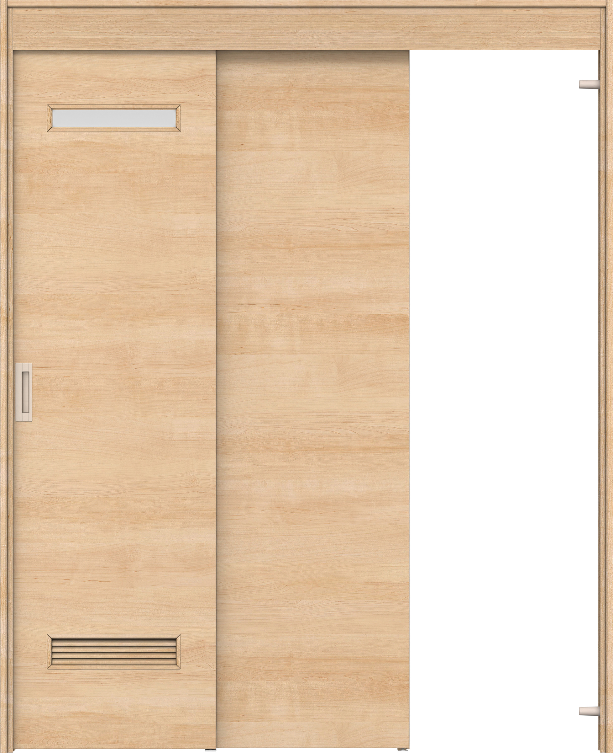 リビングドア　イエリア　機能ドア　２枚連動吊戸　扉セット　Ｙ８デザイン　１６４５幅用　２０００高　〈ミルベージュ柄〉　右引　錠なし