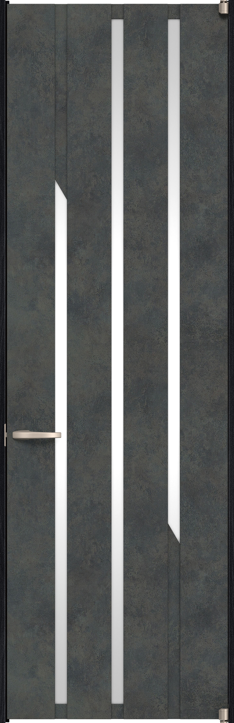 リビングドア　イエリア　二方枠ドア　扉セット　Ｅ３デザイン　７８０幅　２４００高　〈アイアンブラック柄〉　右開き　空錠　ピボット丁番