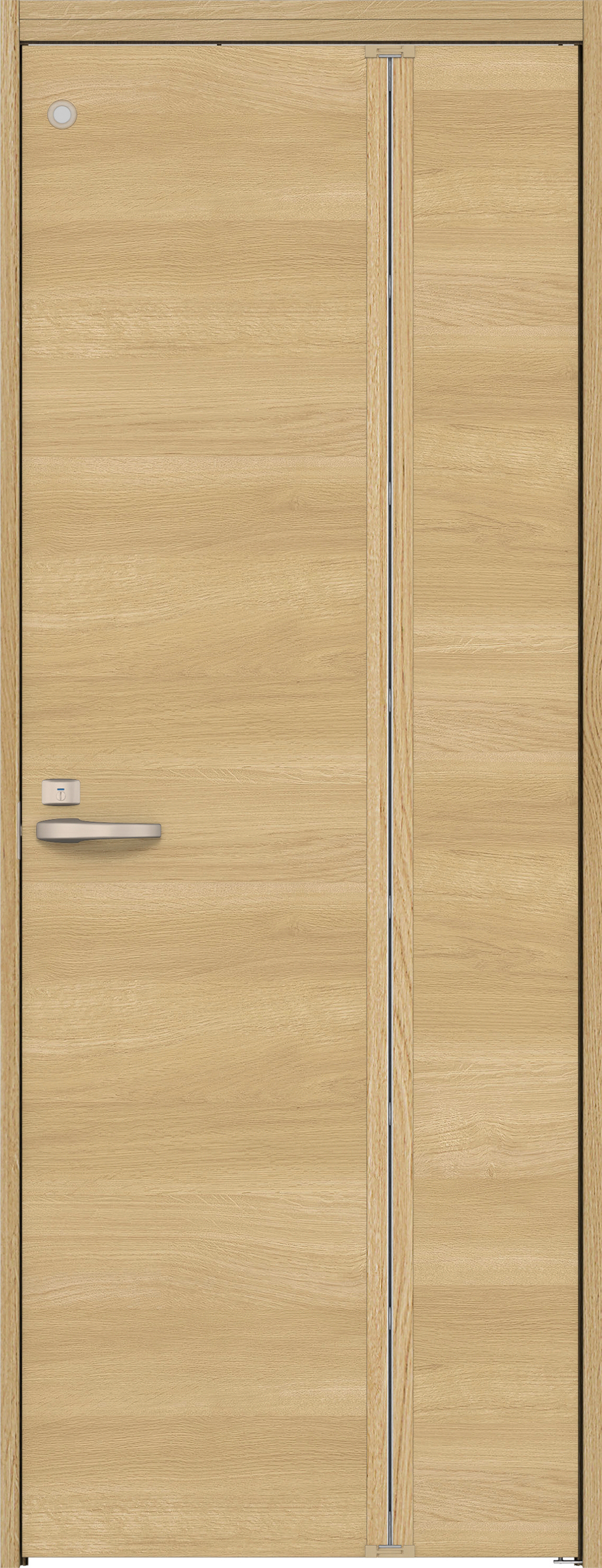 リビングドア　イエリア　機能ドア　折戸ドア　扉セット　Ｕ０デザイン　７８０幅　２０００高　〈ライトオーカー柄〉　右開き　錠付　表示錠　明かり窓付