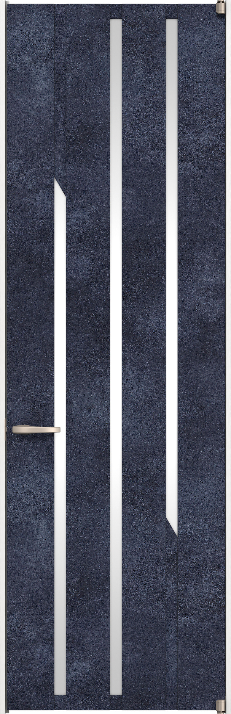 リビングドア　イエリア　二方枠ドア　扉セット　Ｅ３デザイン　７８０幅　２４００高　〈コバルトブルー柄〉　右開き　空錠　ピボット丁番