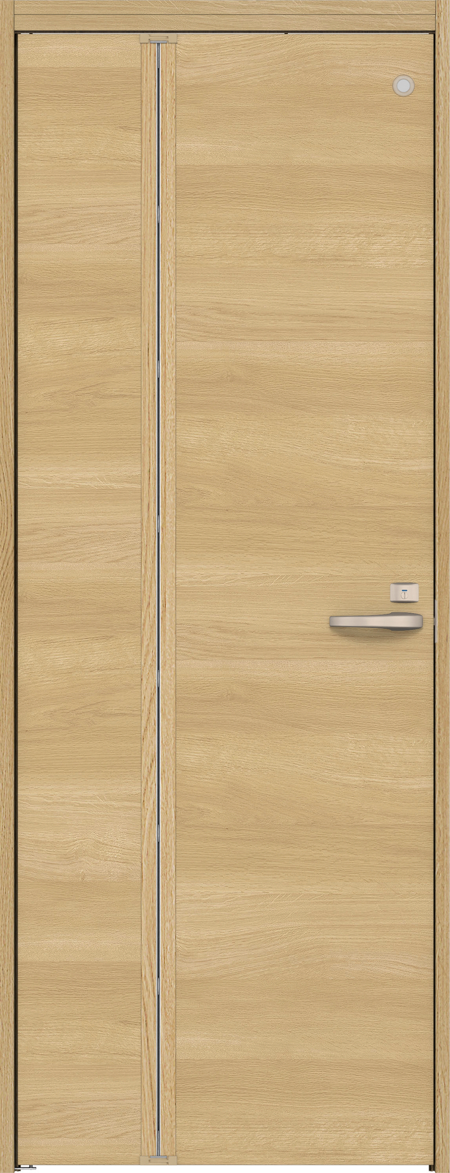 リビングドア　イエリア　機能ドア　折戸ドア　扉セット　Ｕ０デザイン　７５５幅　２０００高　〈ライトオーカー柄〉　左開き　錠付　表示錠　明かり窓付