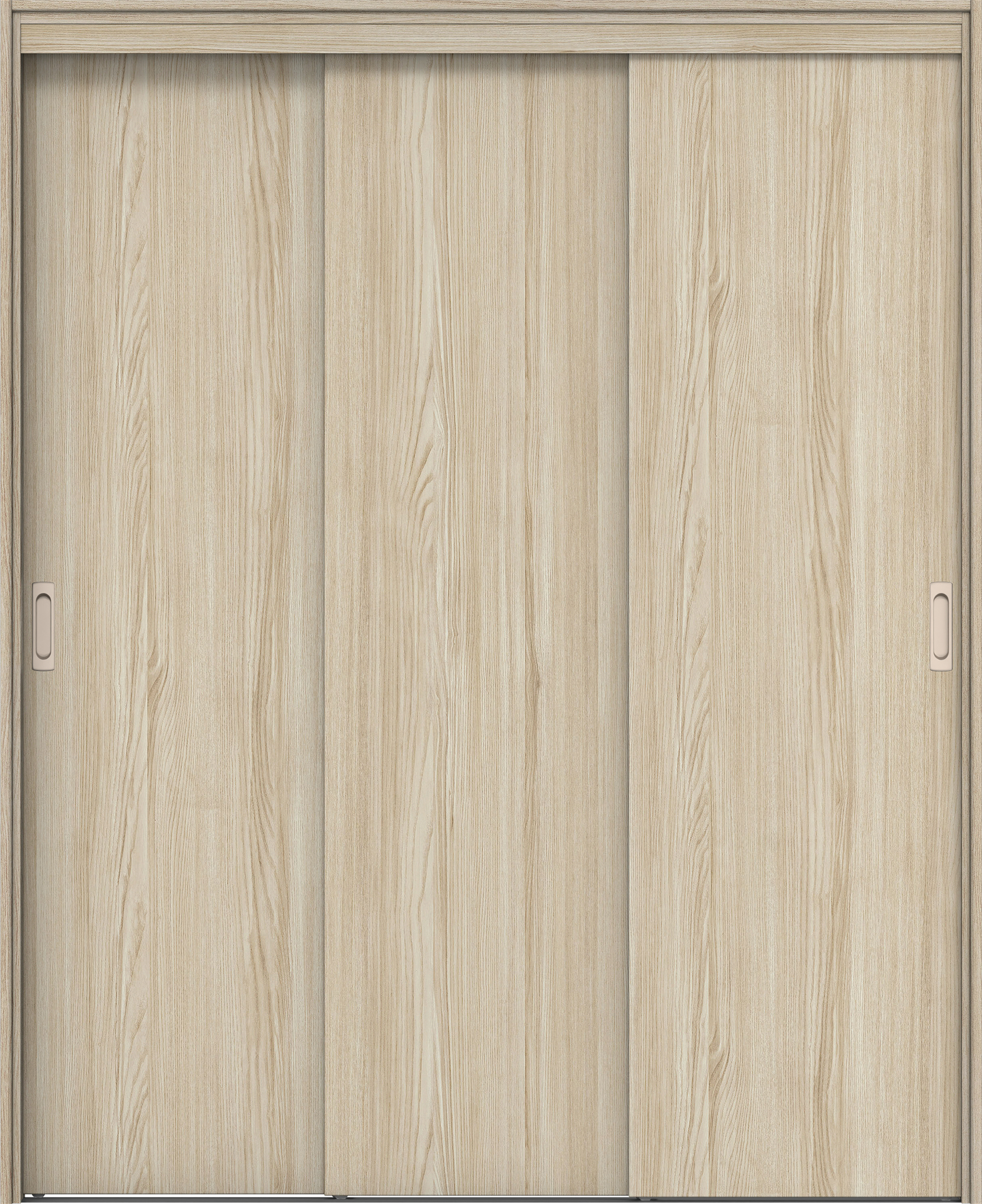 リビングドア　イエリア　機能ドア　３枚連動引戸　扉セット　００デザイン　１４５０幅用　２０００高　〈ソフトグレージュ柄〉　左右兼用　錠なし