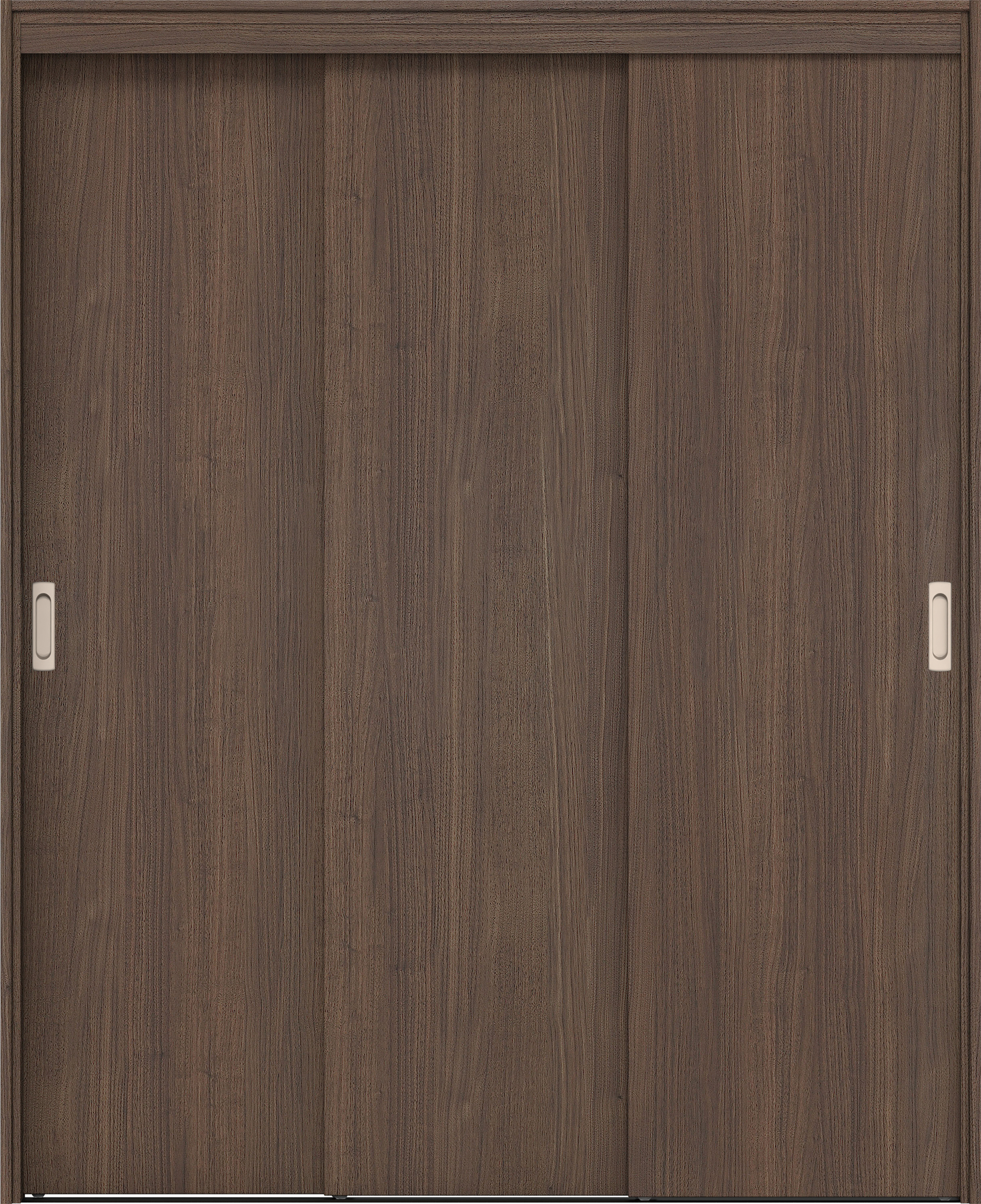 リビングドア　イエリア　機能ドア　３枚連動引戸　扉セット　００デザイン　１４５０幅用　２０００高　〈ダルブラウン柄〉　左右兼用　錠なし