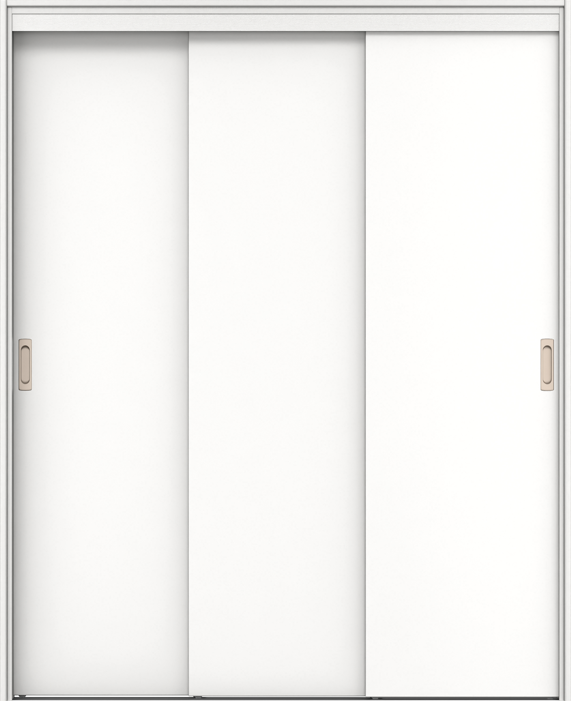 リビングドア　イエリア　機能ドア　３枚連動引戸　扉セット　００デザイン　１４５０幅用　２０００高　〈パウダーホワイト柄〉　左右兼用　錠なし