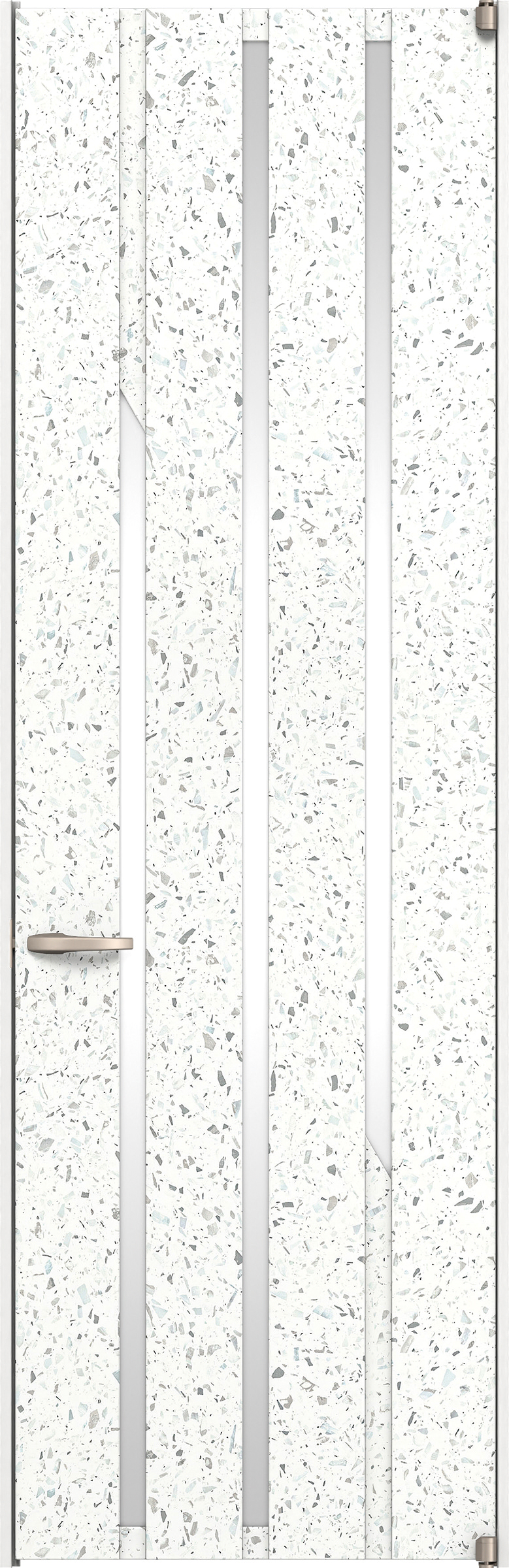 リビングドア　イエリア　二方枠ドア　扉セット　Ｅ３デザイン　７８０幅　２４００高　〈テラゾホワイト柄〉　右開き　空錠　ピボット丁番