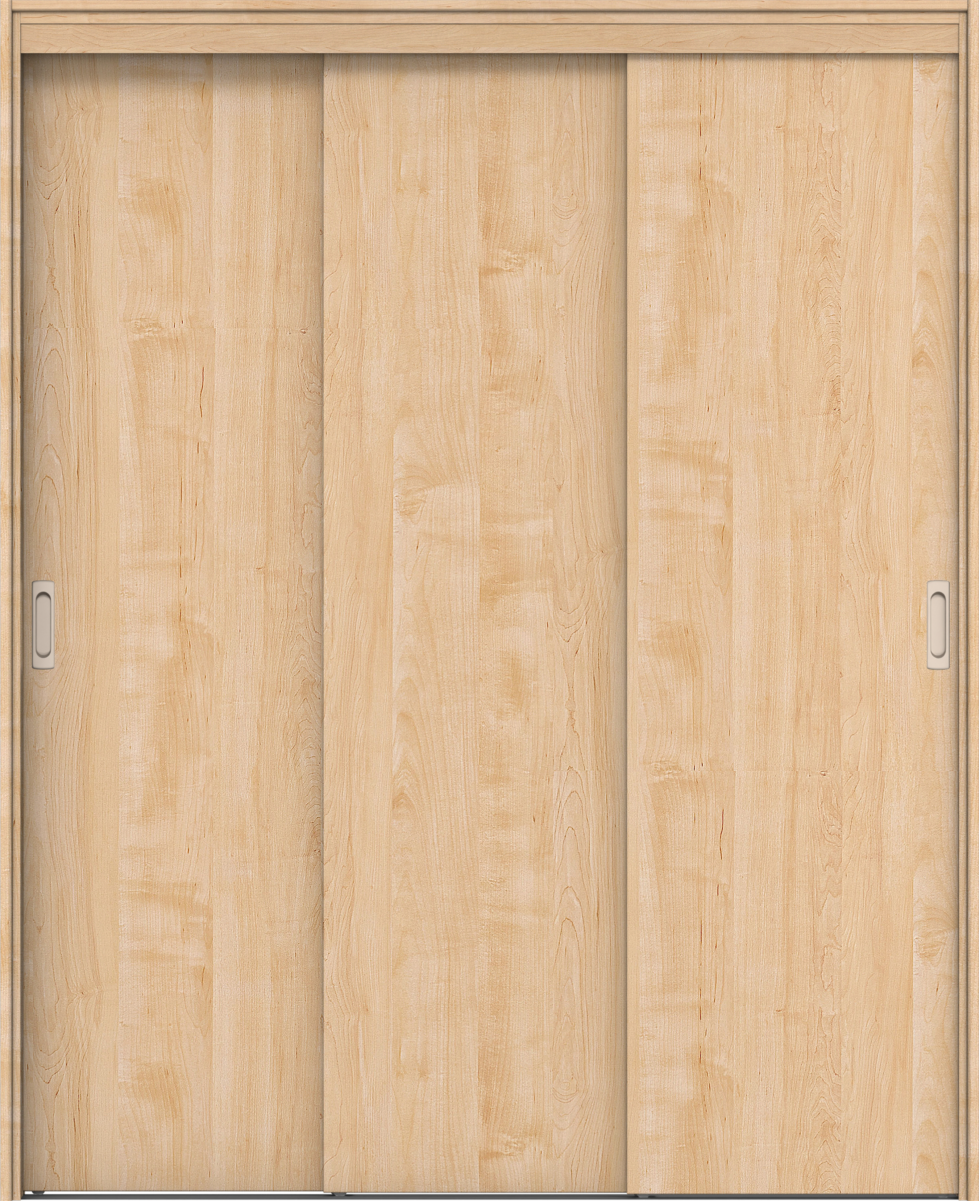 リビングドア　イエリア　機能ドア　３枚連動引戸　扉セット　００デザイン　１４５０幅用　２０００高　〈ミルベージュ柄〉　左右兼用　錠なし