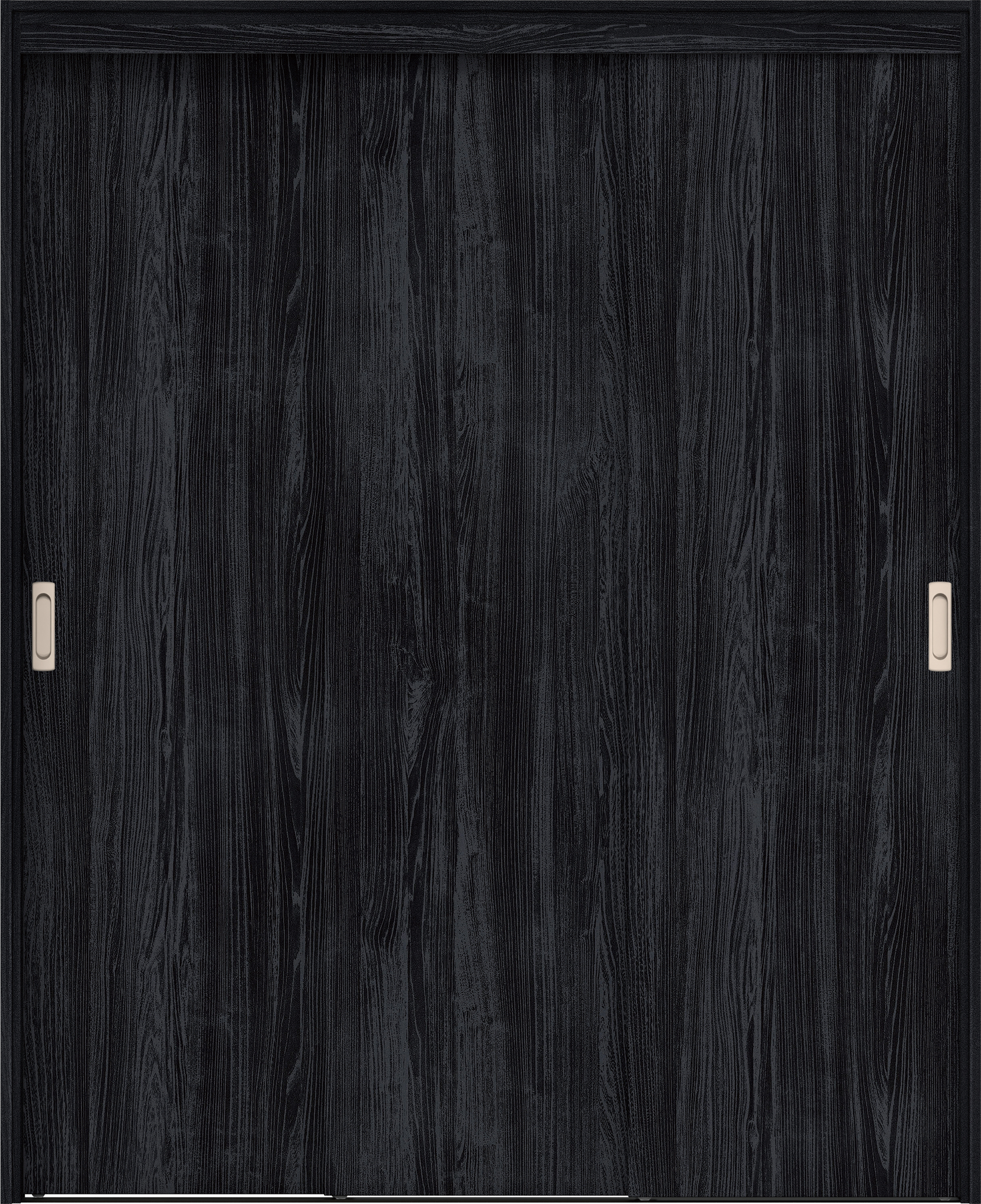 リビングドア　イエリア　機能ドア　３枚連動引戸　扉セット　００デザイン　１４５０幅用　２０００高　〈モスブラック柄〉　左右兼用　錠なし