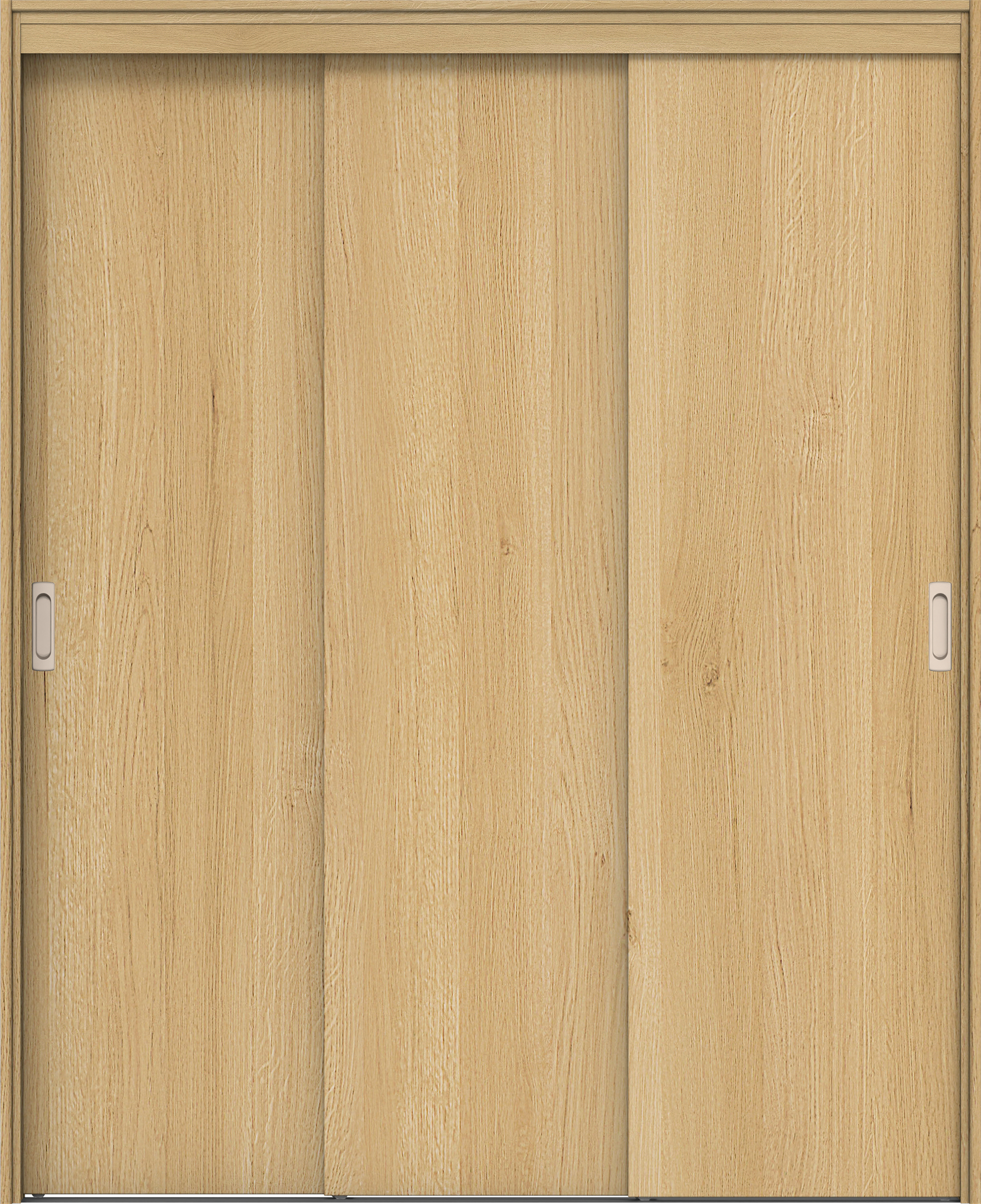 リビングドア　イエリア　機能ドア　３枚連動引戸　扉セット　００デザイン　１６４５幅用　２０００高　〈ライトオーカー柄〉　左右兼用　錠なし