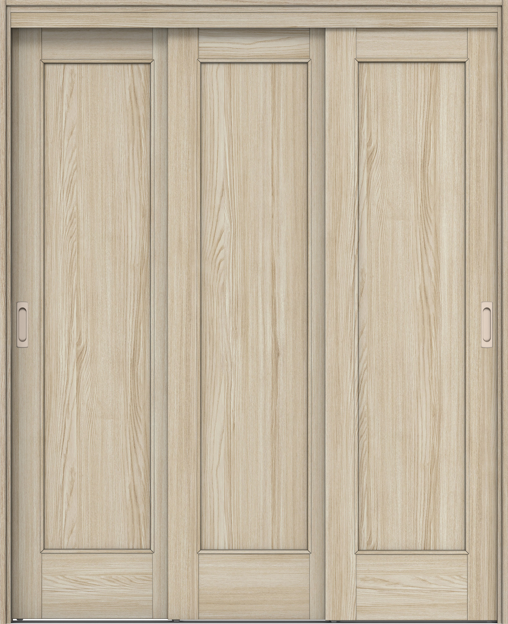 リビングドア　イエリア　機能ドア　３枚連動引戸　扉セット　０１デザイン　１４５０幅用　２０００高　〈ソフトグレージュ柄〉　左右兼用　錠なし