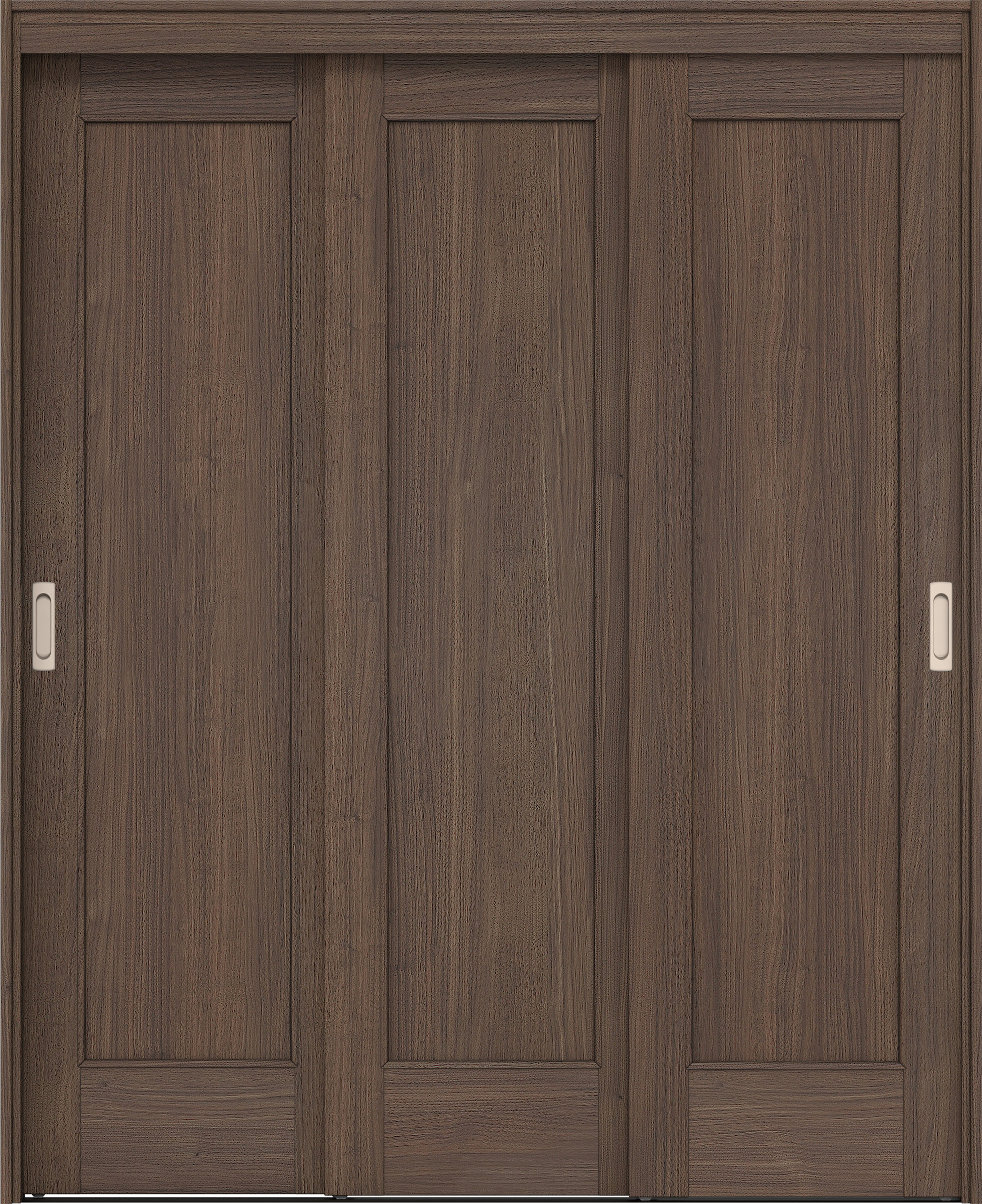 リビングドア　イエリア　機能ドア　３枚連動引戸　扉セット　０１デザイン　１４５０幅用　２０００高　〈ダルブラウン柄〉　左右兼用　錠なし