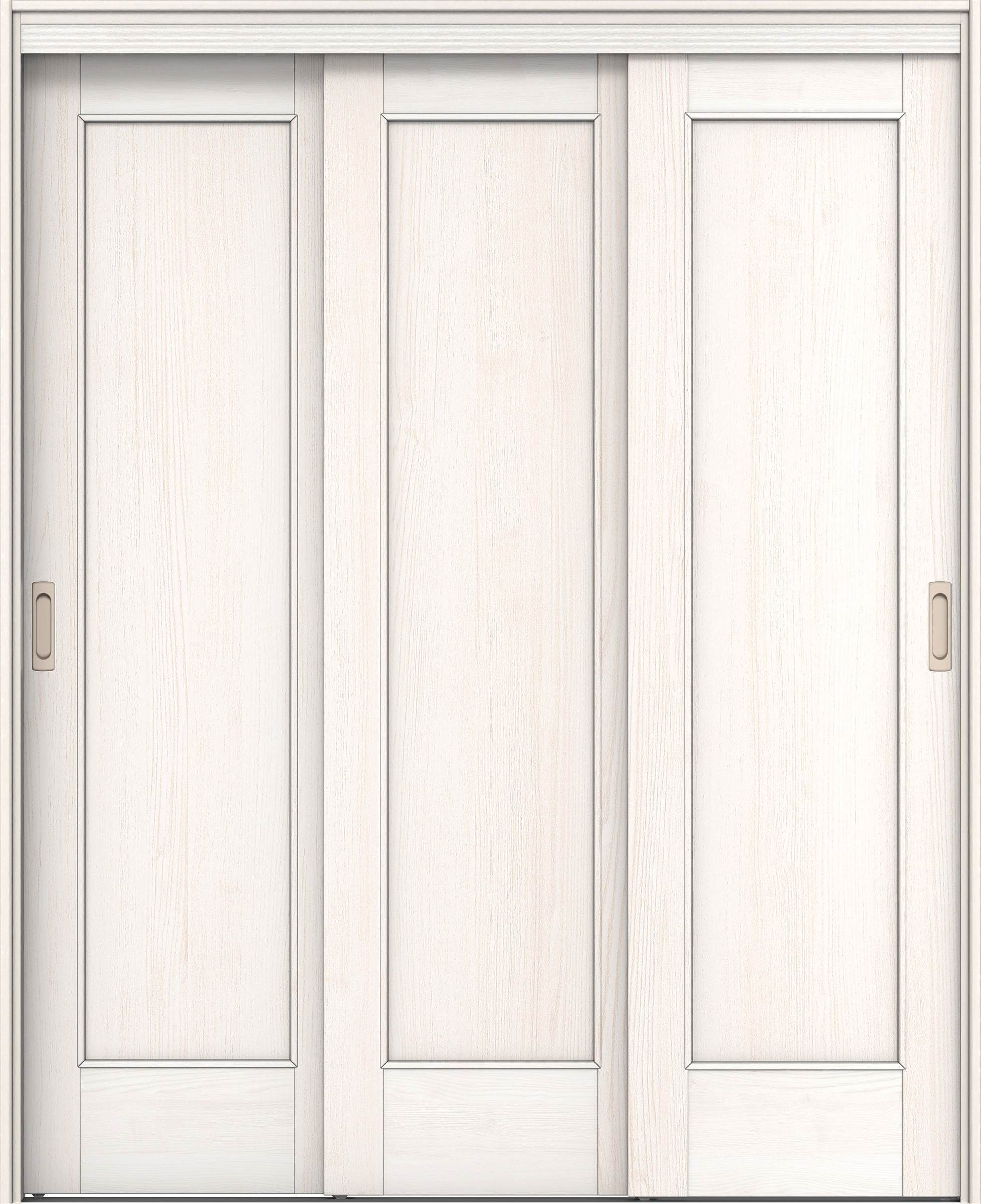 リビングドア　イエリア　機能ドア　３枚連動引戸　扉セット　０１デザイン　１４５０幅用　２０００高　〈ネオホワイト柄〉　左右兼用　錠なし