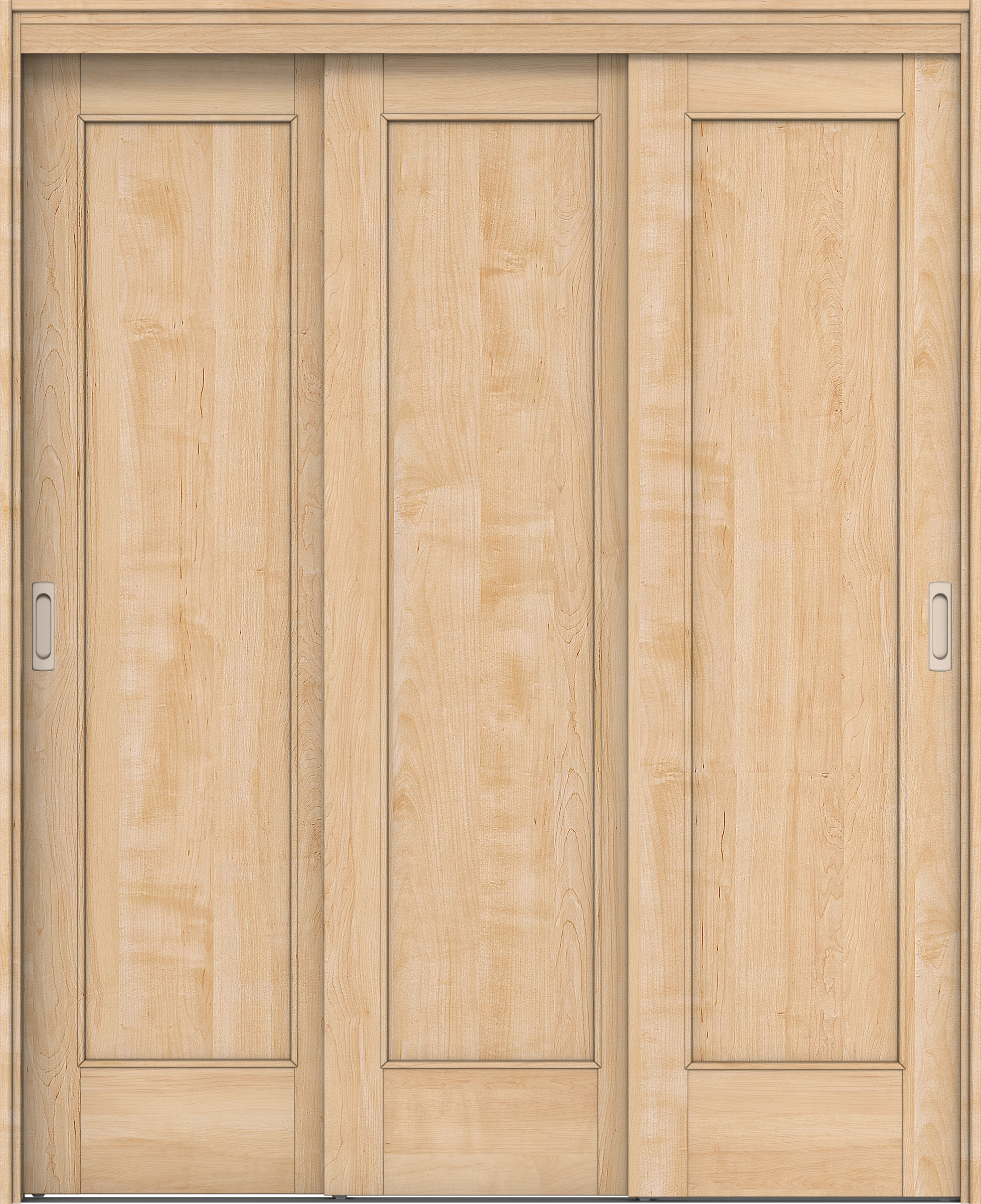 リビングドア　イエリア　機能ドア　３枚連動引戸　扉セット　０１デザイン　１４５０幅用　２０００高　〈ミルベージュ柄〉　左右兼用　錠なし