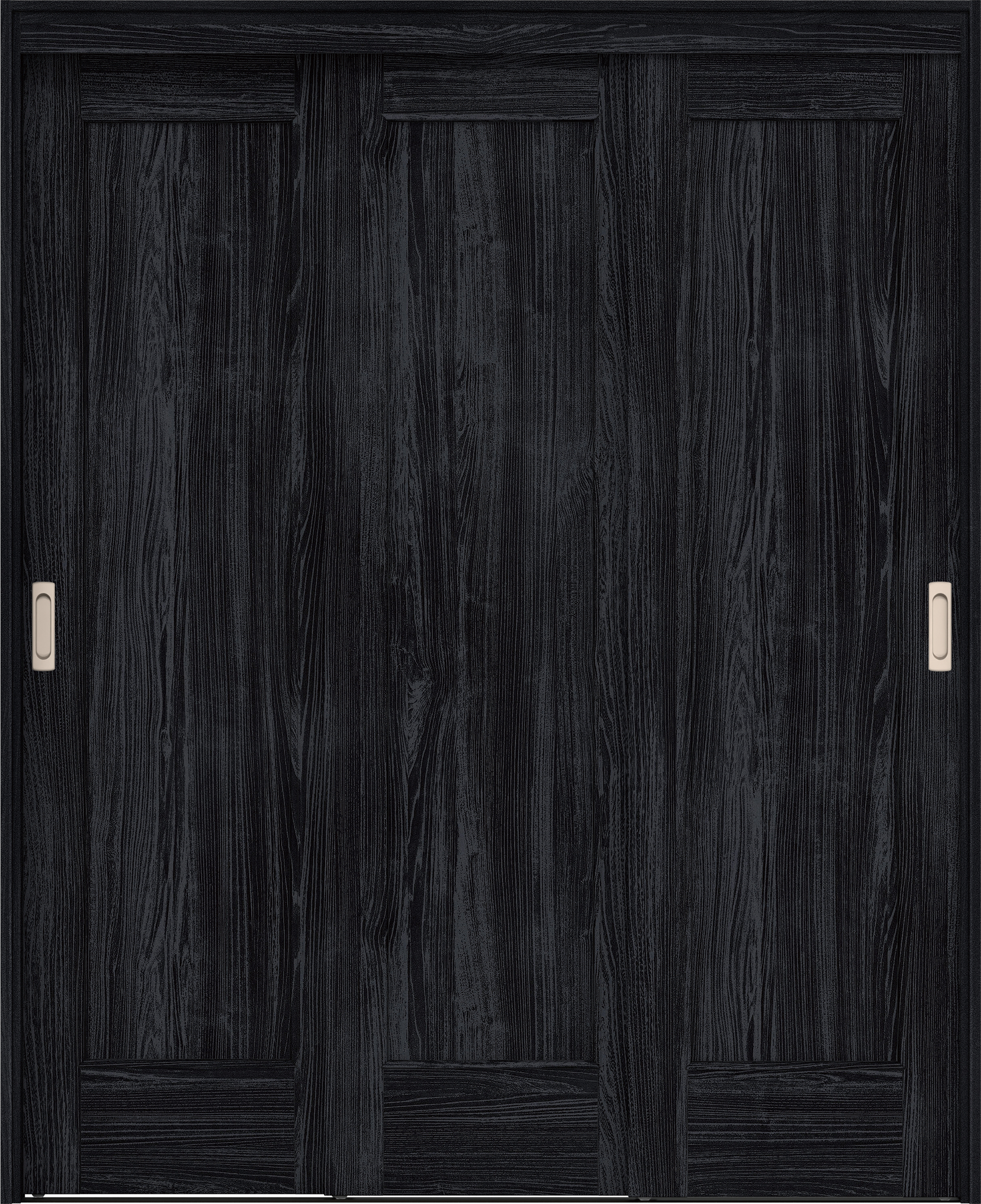 リビングドア　イエリア　機能ドア　３枚連動引戸　扉セット　０１デザイン　１４５０幅用　２０００高　〈モスブラック柄〉　左右兼用　錠なし