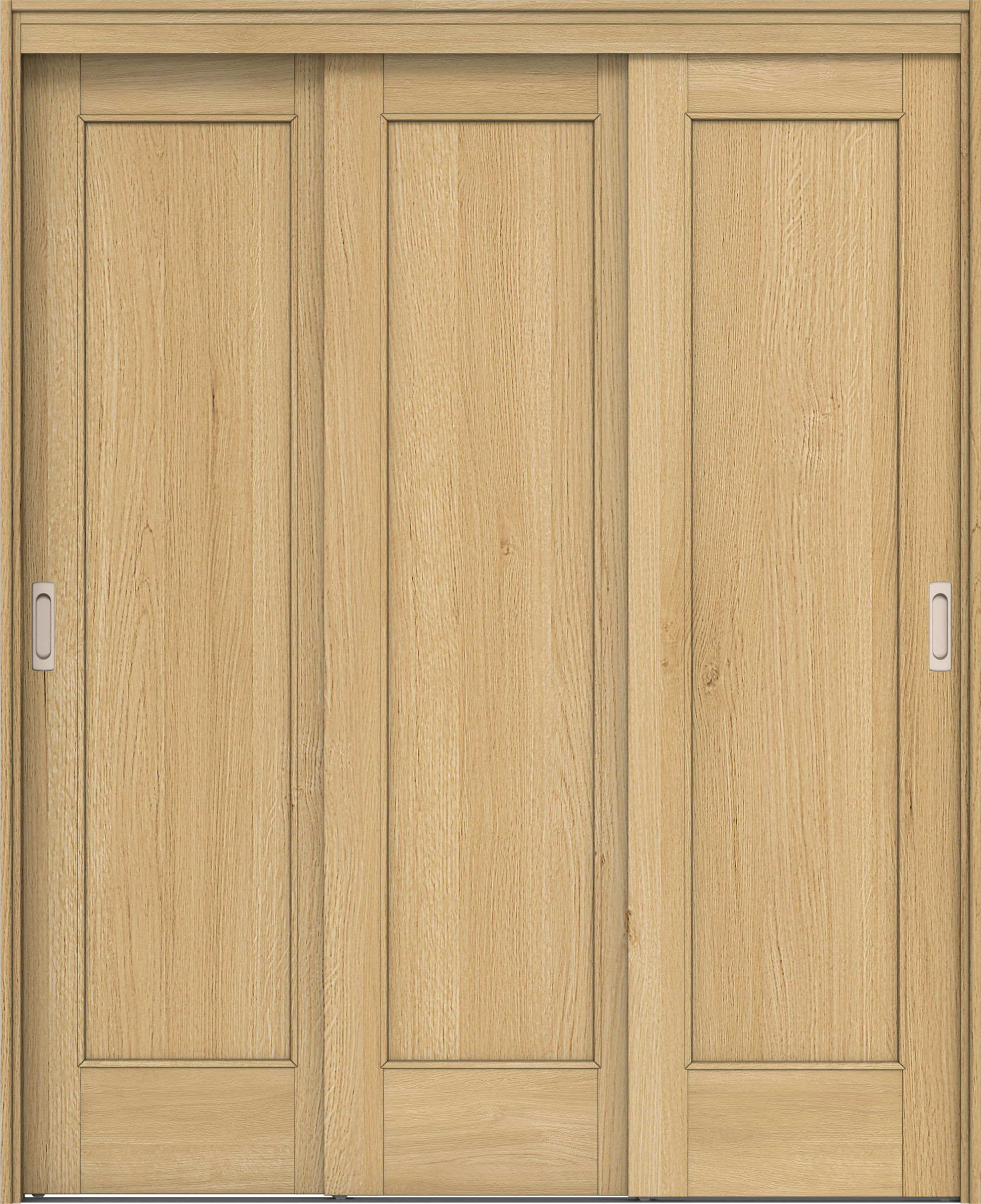 リビングドア　イエリア　機能ドア　３枚連動引戸　扉セット　０１デザイン　１４５０幅用　２０００高　〈ライトオーカー柄〉　左右兼用　錠なし