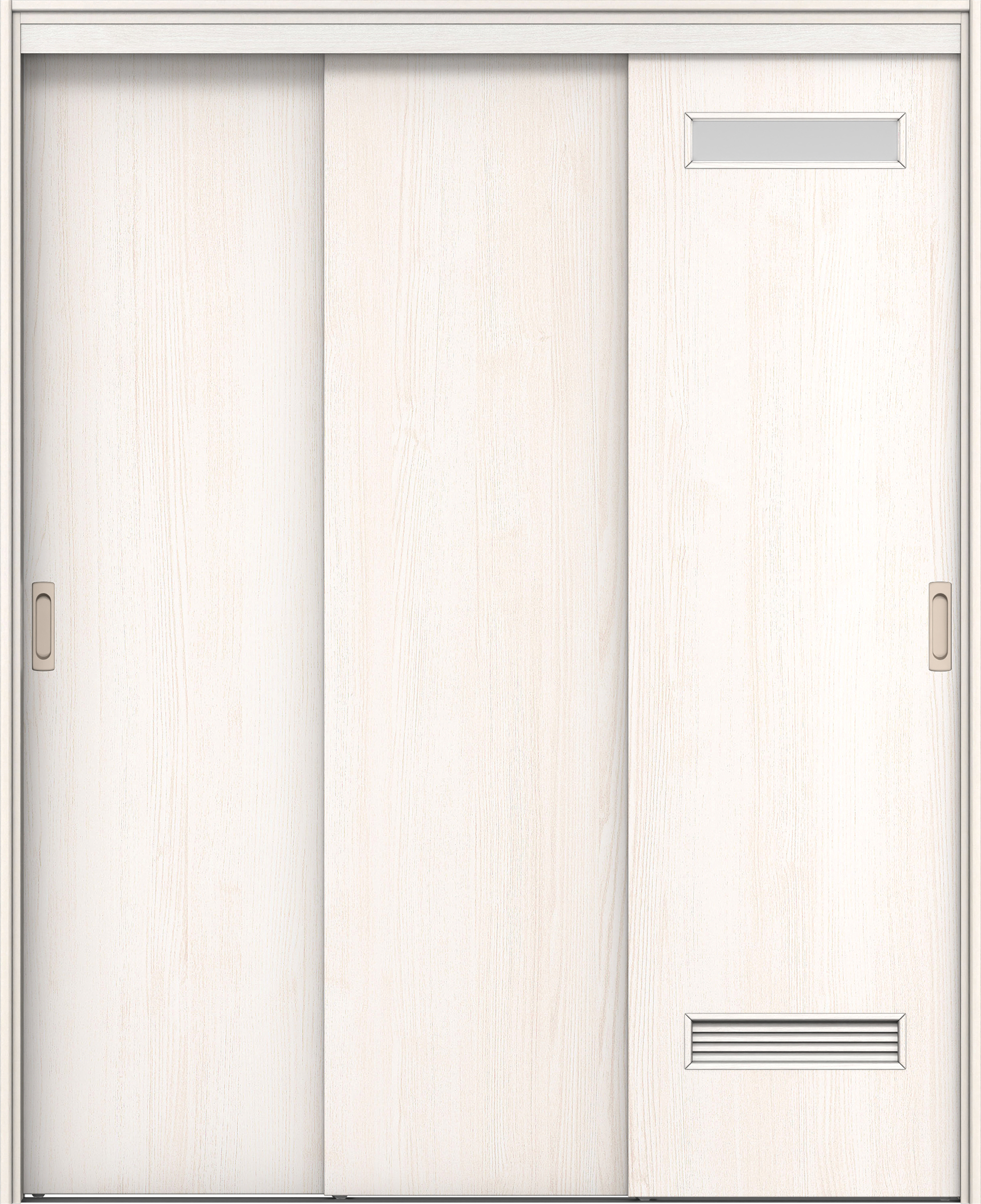 リビングドア　イエリア　機能ドア　３枚連動引戸　扉セット　０８デザイン　１４５０幅用　２０００高　〈ネオホワイト柄〉　左右兼用　錠なし