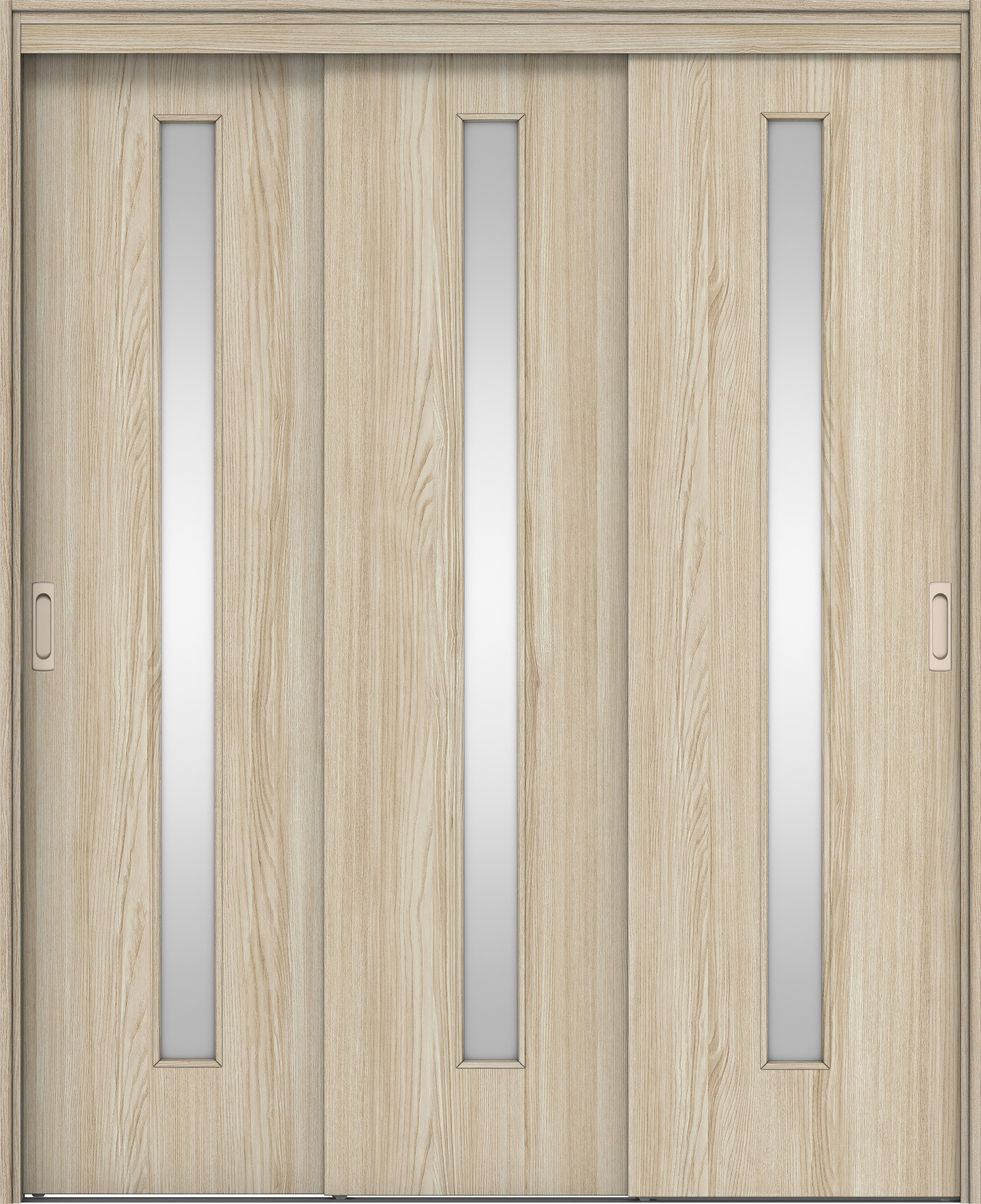 リビングドア　イエリア　機能ドア　３枚連動引戸　扉セット　Ｃ４デザイン　１６４５幅用　２０００高　〈ソフトグレージュ柄〉　左右兼用　錠なし