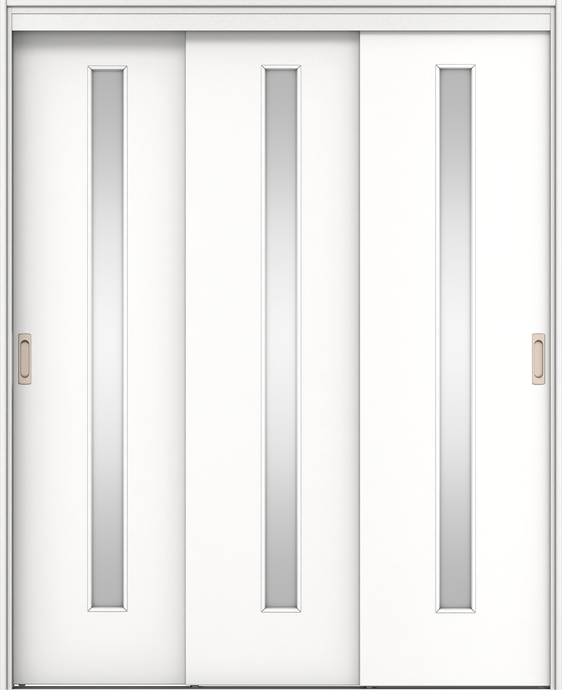 リビングドア　イエリア　機能ドア　３枚連動引戸　扉セット　Ｃ４デザイン　１４５０幅用　２０００高　〈パウダーホワイト柄〉　左右兼用　錠なし