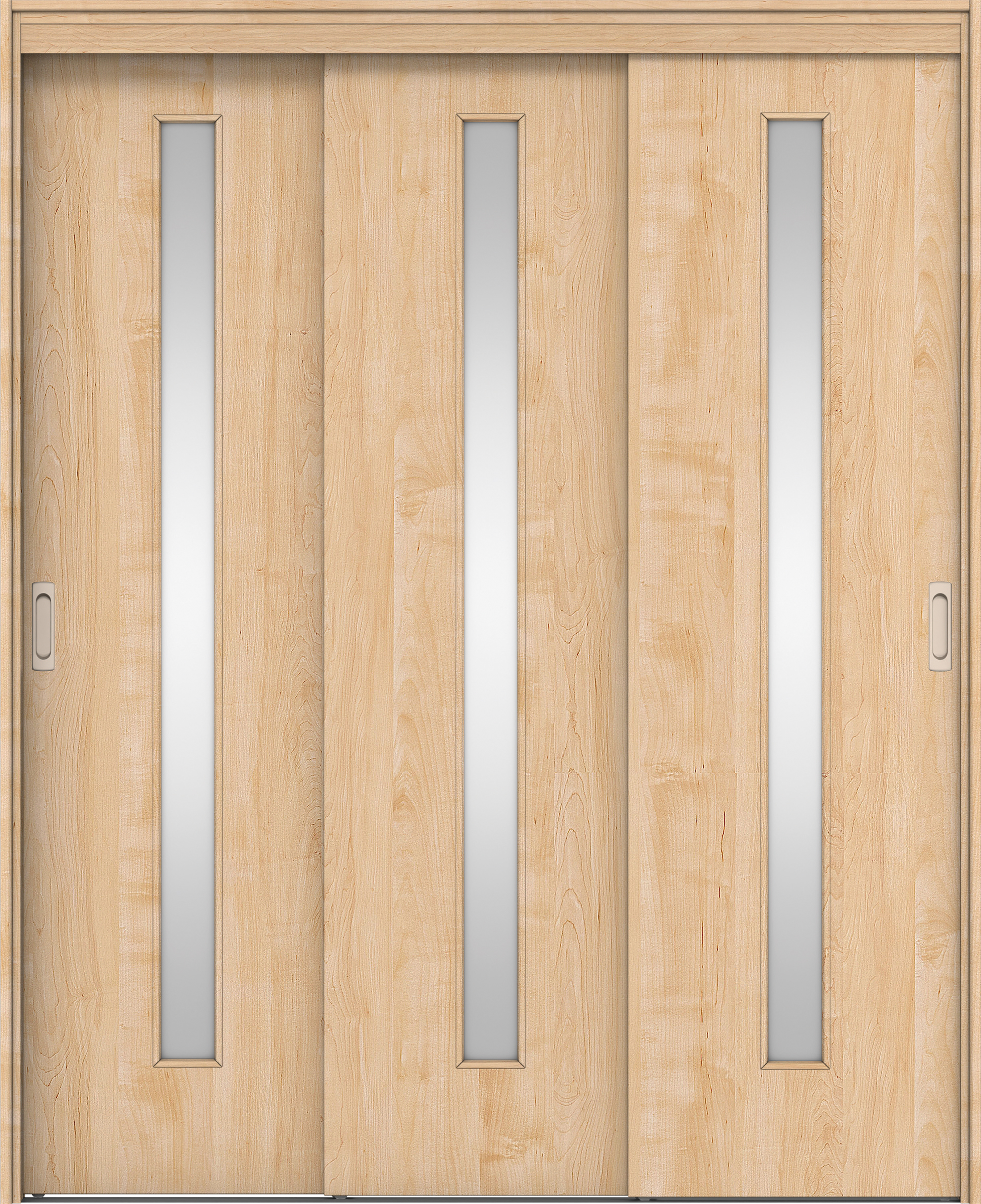 リビングドア　イエリア　機能ドア　３枚連動引戸　扉セット　Ｃ４デザイン　１４５０幅用　２０００高　〈ミルベージュ柄〉　左右兼用　錠なし