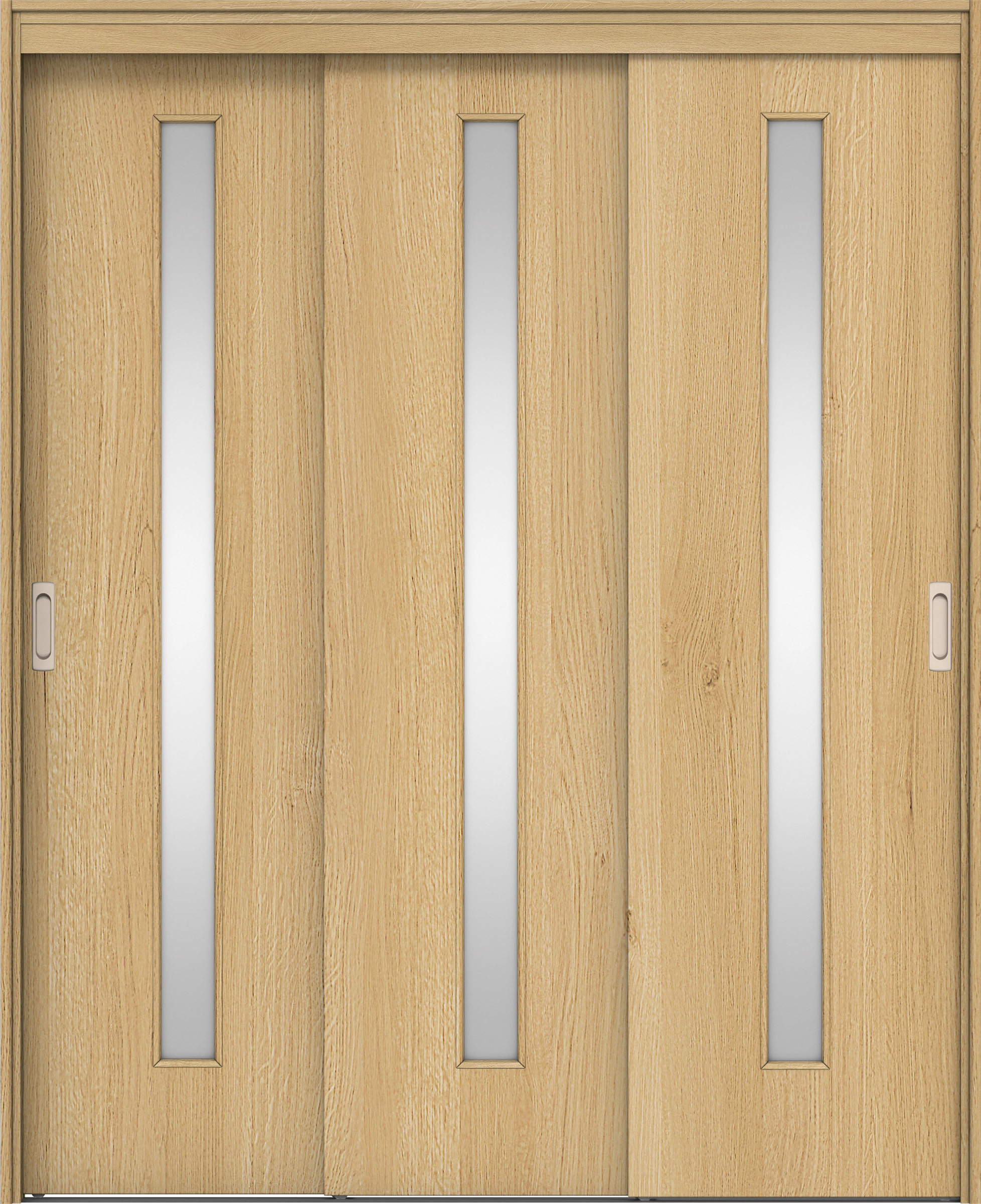 リビングドア　イエリア　機能ドア　３枚連動引戸　扉セット　Ｃ４デザイン　１４５０幅用　２０００高　〈ライトオーカー柄〉　左右兼用　錠なし