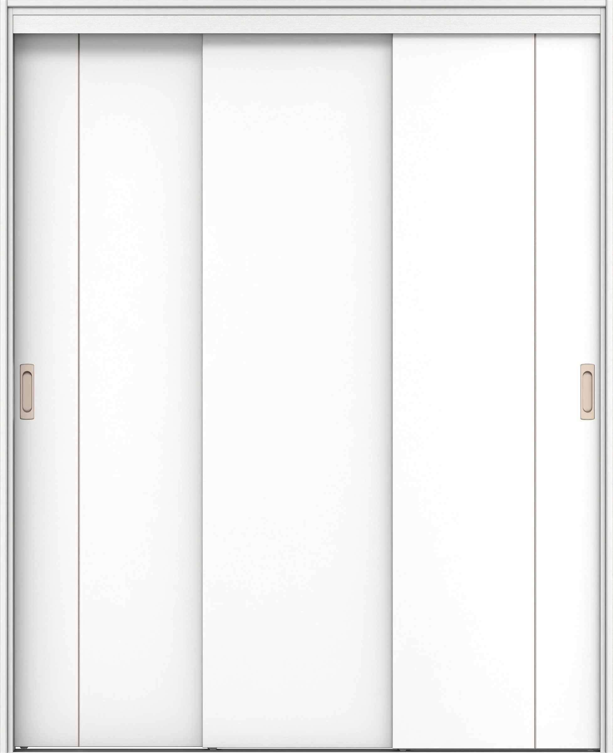 リビングドア　イエリア　機能ドア　３枚連動引戸　扉セット　Ｄ３デザイン　１４５０幅用　２０００高　〈パウダーホワイト柄〉　左右兼用　錠なし