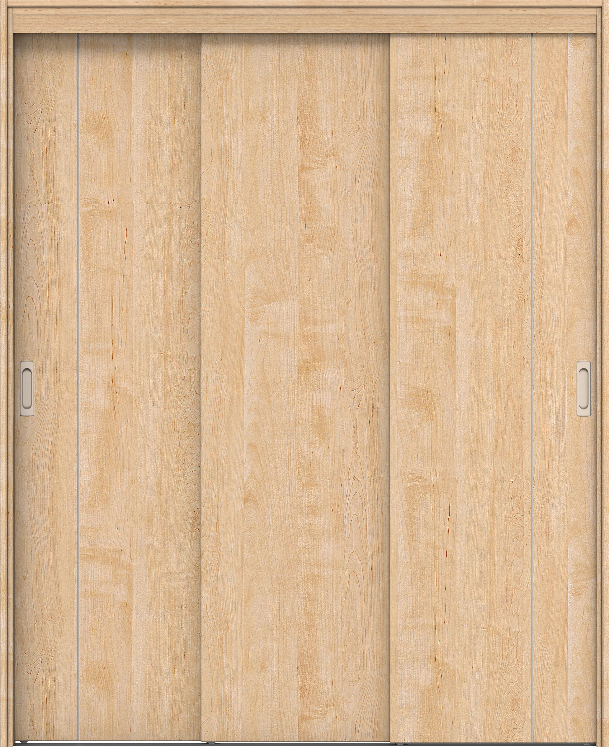 リビングドア　イエリア　機能ドア　３枚連動引戸　扉セット　Ｄ３デザイン　１４５０幅用　２０００高　〈ミルベージュ柄〉　左右兼用　錠なし