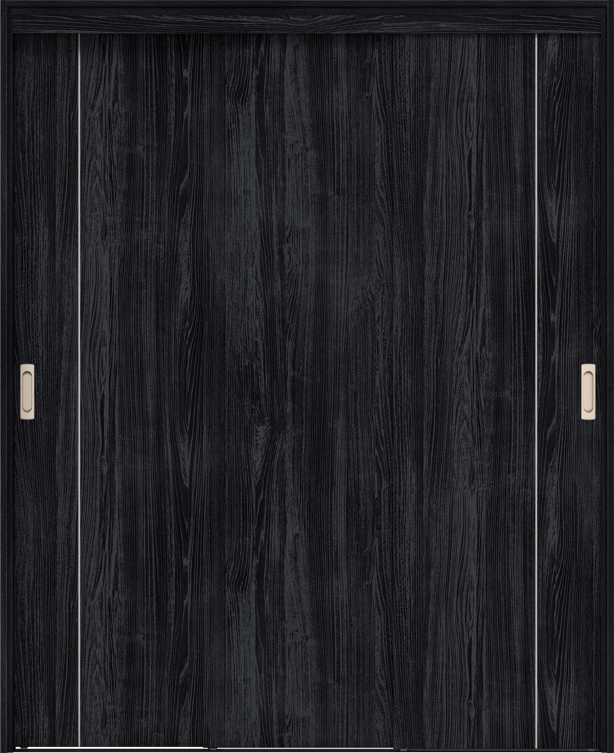 リビングドア　イエリア　機能ドア　３枚連動引戸　扉セット　Ｄ３デザイン　１４５０幅用　２０００高　〈モスブラック柄〉　左右兼用　錠なし