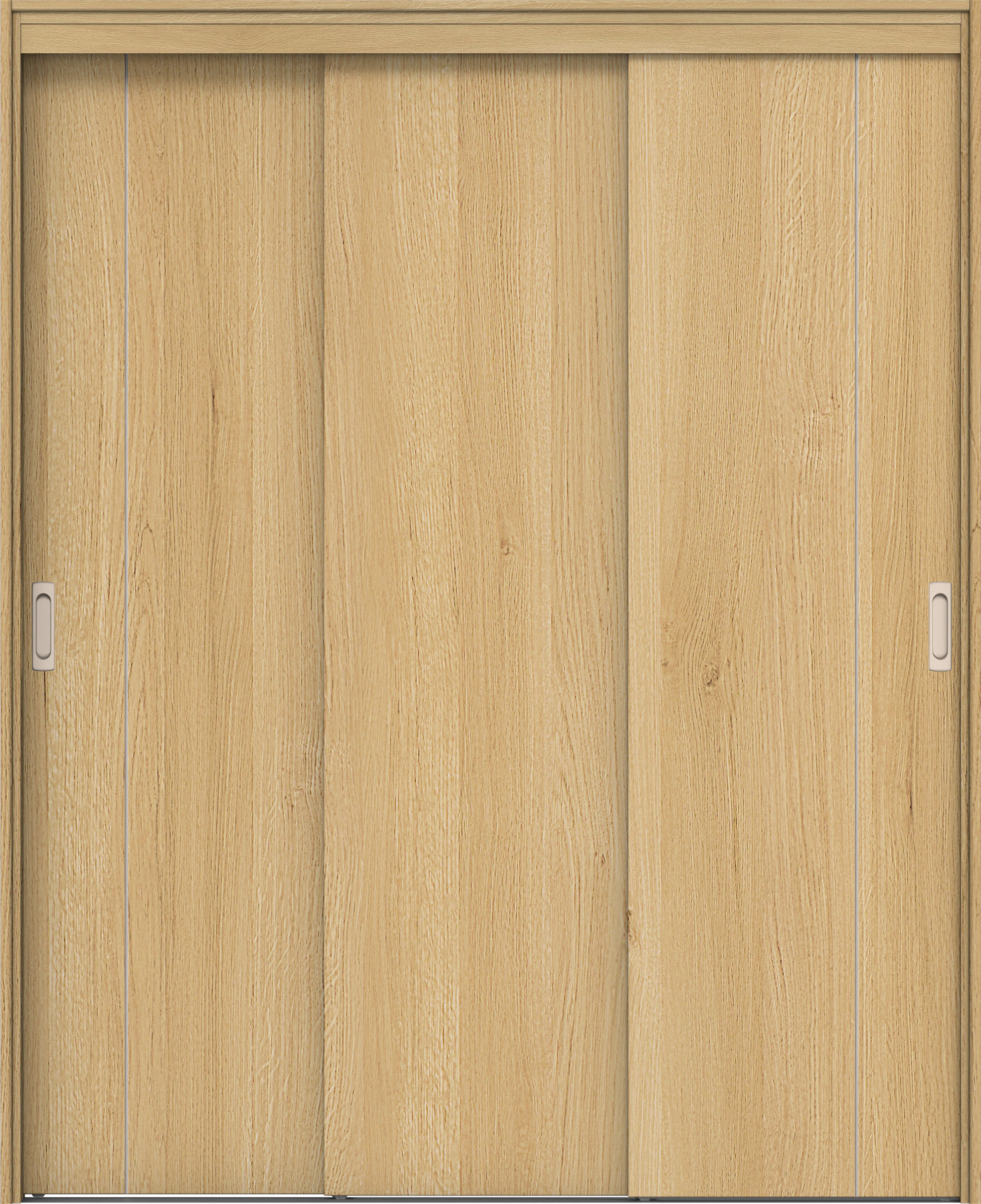 リビングドア　イエリア　機能ドア　３枚連動引戸　扉セット　Ｄ３デザイン　１４５０幅用　２０００高　〈ライトオーカー柄〉　左右兼用　錠なし