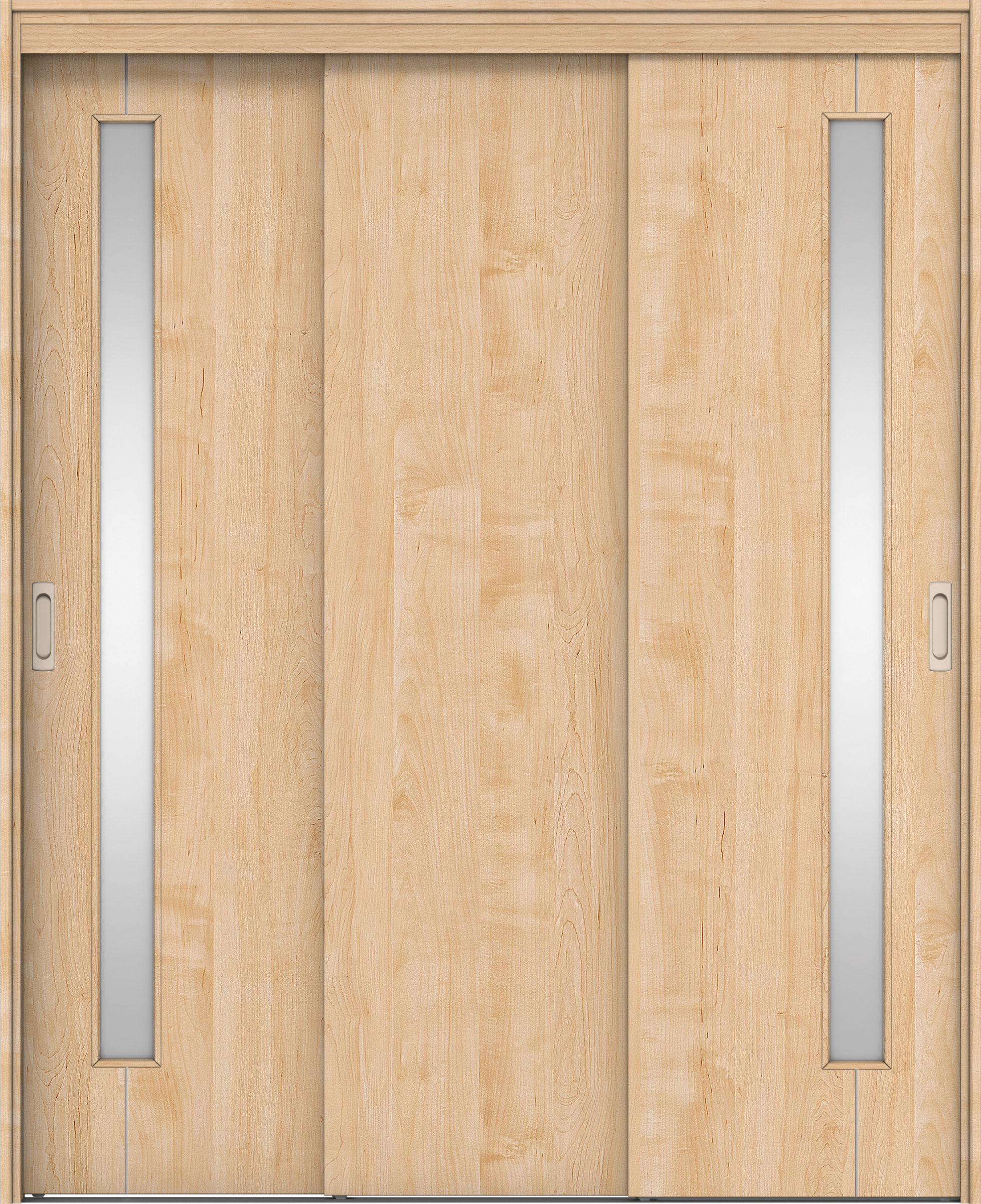 リビングドア　イエリア　機能ドア　３枚連動引戸　扉セット　Ｄ４デザイン　１４５０幅用　２０００高　〈ミルベージュ柄〉　左右兼用　錠なし