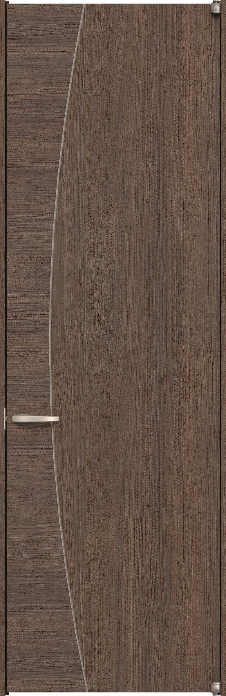 リビングドア　イエリア　二方枠ドア　扉セット　Ｋ６デザイン　７８０幅　２４００高　〈ダルブラウン柄〉　右開き　空錠　ピボット丁番