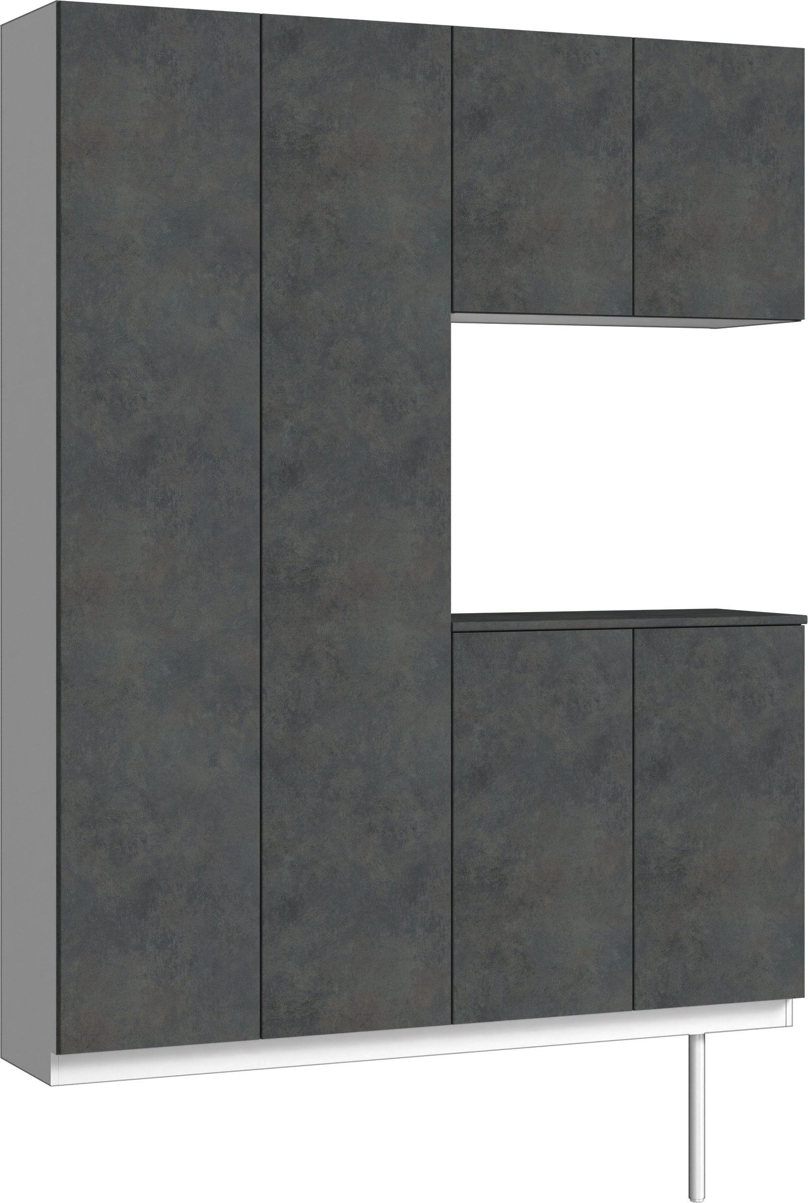 玄関収納　イエリア　開き戸ユニット　フラット　Ｓ０１　コの字ＰＬＡＮ　シューズ収納　パネル扉　１６００幅　〈アイアンブラック柄〉　ハンドルレス