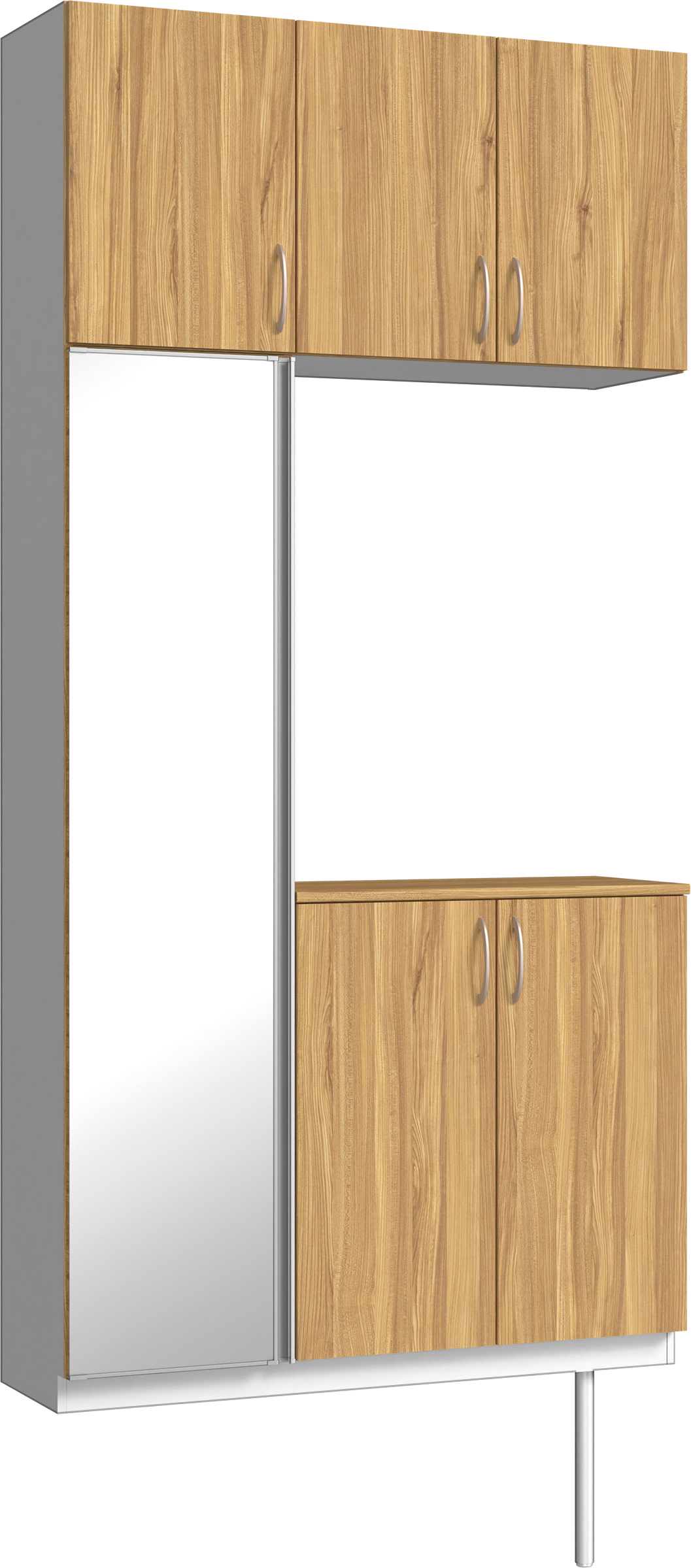 玄関収納　イエリア　開き戸ユニット　フラット　Ｓ７１　コの字ＰＬＡＮ　シューズ収納　ミラー扉　１１４０幅　〈シナモンブラウン柄〉　ハンドルラウンド型〈Ｔシルバー色〉