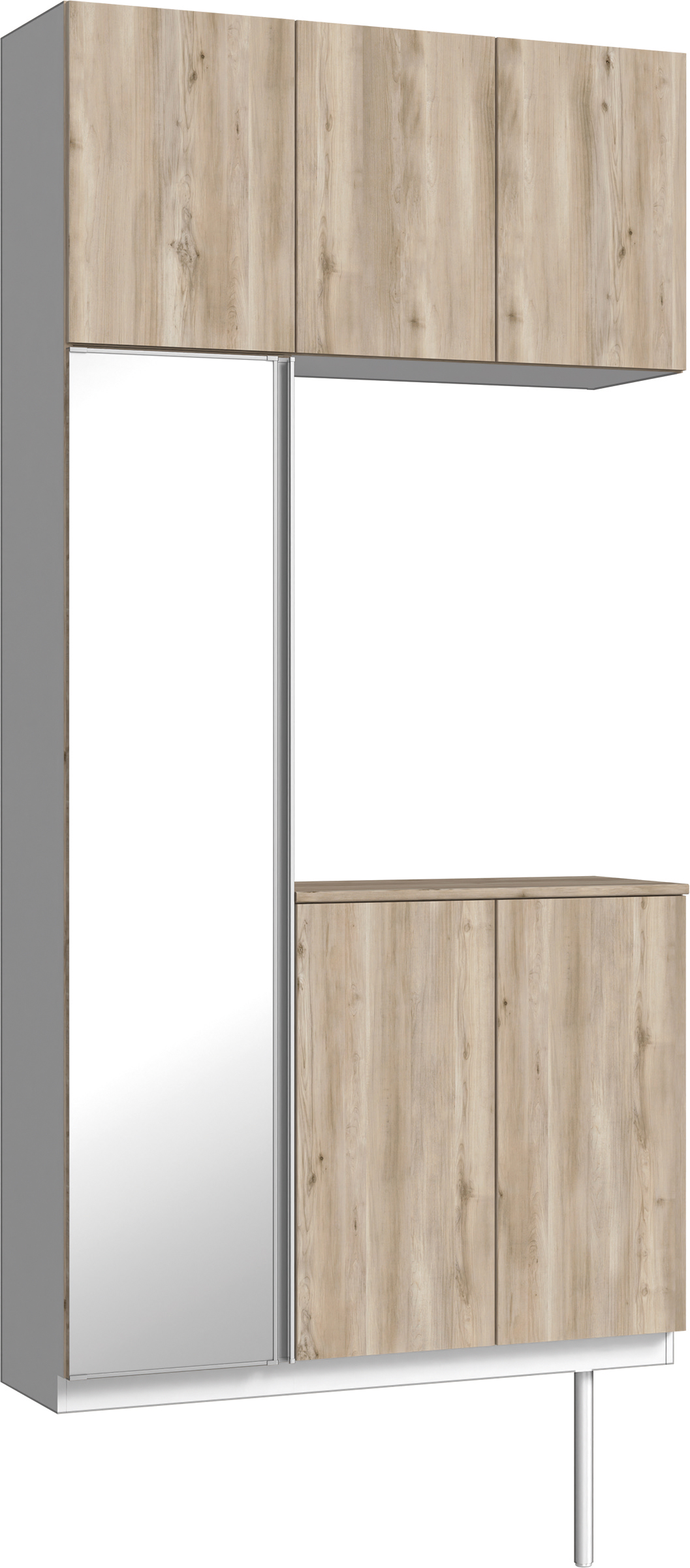 玄関収納　イエリア　開き戸ユニット　フラット　Ｓ７１　コの字ＰＬＡＮ　シューズ収納　ミラー扉　１１４０幅　〈スモークグレー柄〉　ハンドルレス