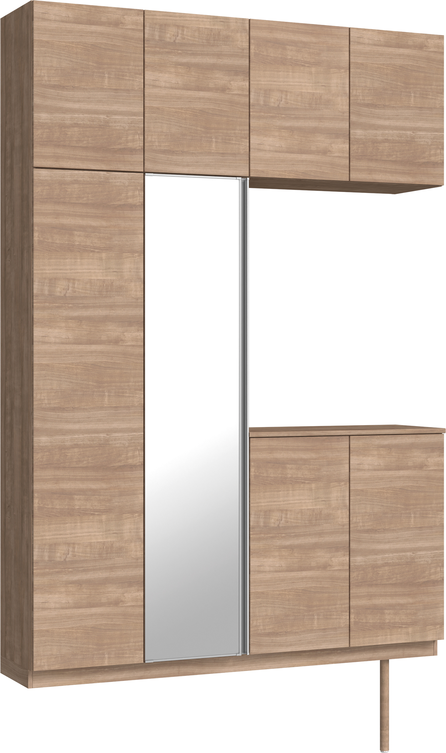 玄関収納　イエリア　開き戸ユニット　フラット横木目　Ｓ４９　コの字ＰＬＡＮ　シューズ収納　ミラー扉　１６００幅　〈トープグレー柄〉　ハンドルレス