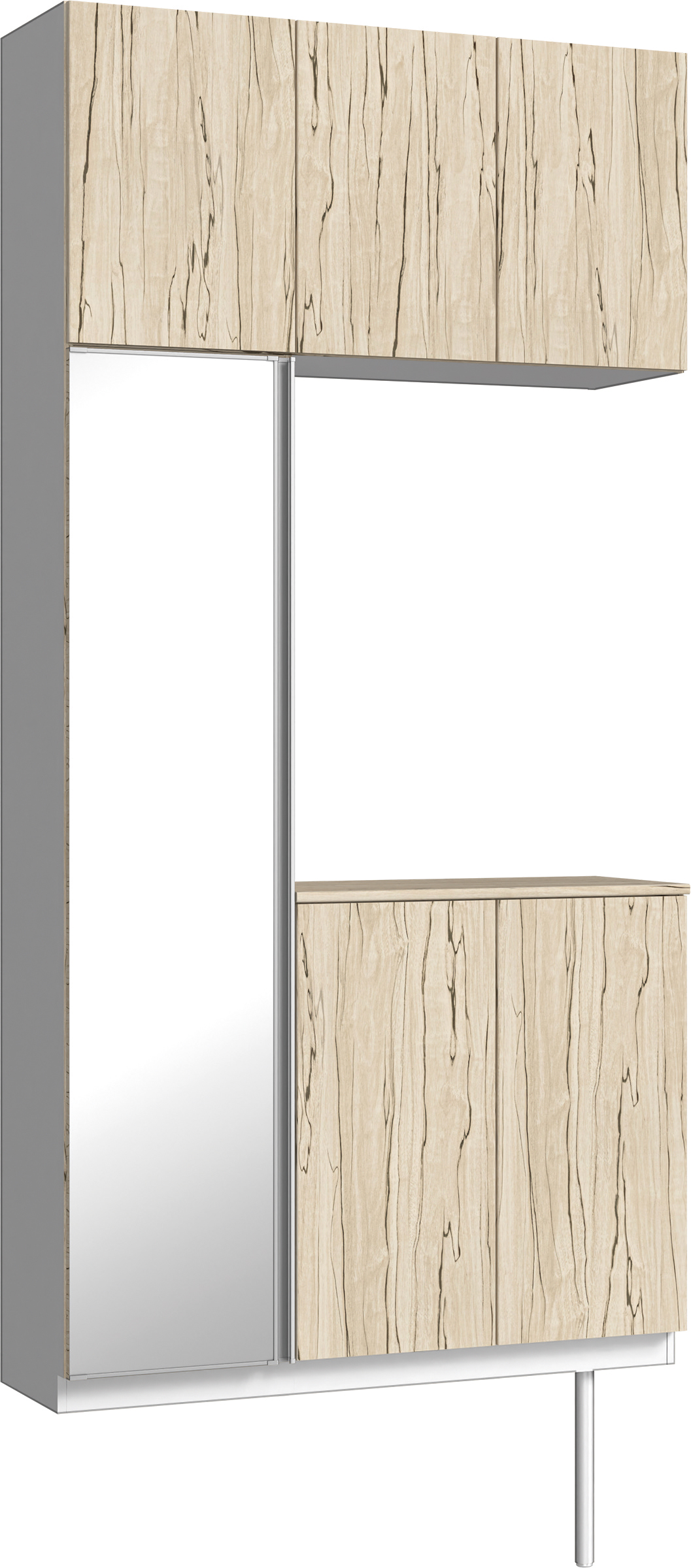 玄関収納　イエリア　開き戸ユニット　フラット　Ｓ７１　コの字ＰＬＡＮ　シューズ収納　ミラー扉　１１４０幅　〈スロウベージュ柄〉　ハンドルレス