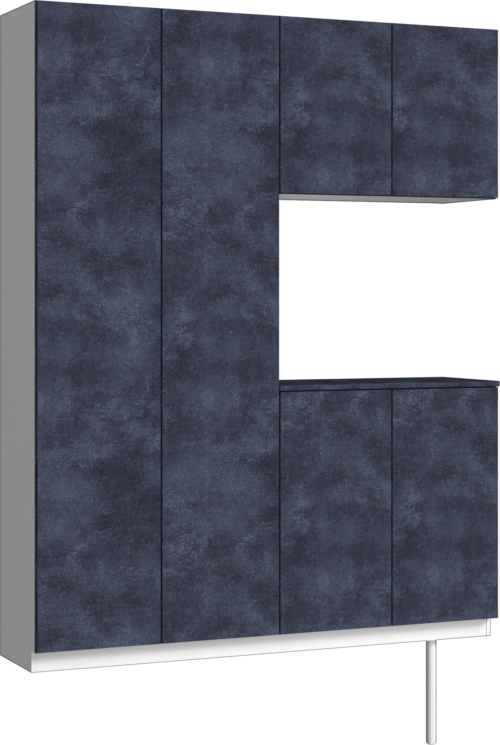 玄関収納　イエリア　開き戸ユニット　フラット　Ｓ０１　コの字ＰＬＡＮ　シューズ収納　パネル扉　１６００幅　〈コバルトブルー柄〉　ハンドルレス