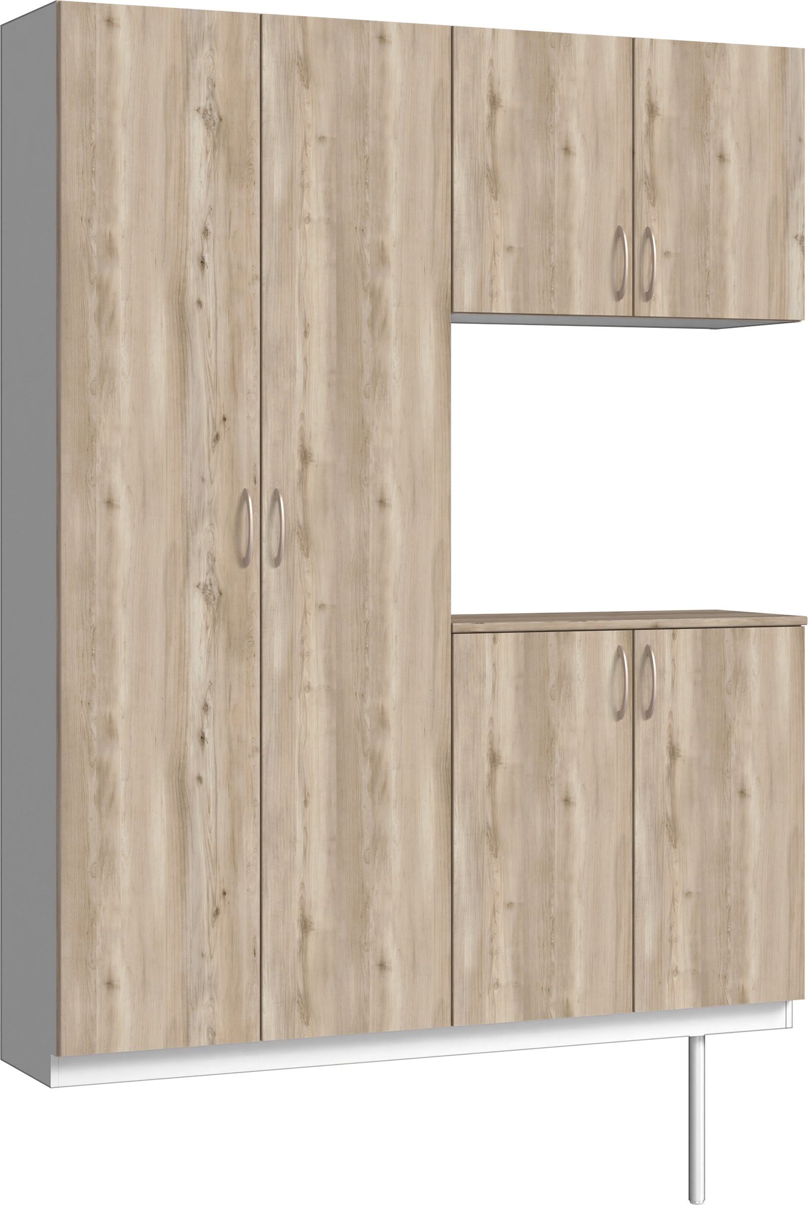 玄関収納　イエリア　開き戸ユニット　フラット　Ｓ０１　コの字ＰＬＡＮ　シューズ収納　パネル扉　１６００幅　〈スモークグレー柄〉　ハンドルラウンド型〈Ｔシルバー色〉