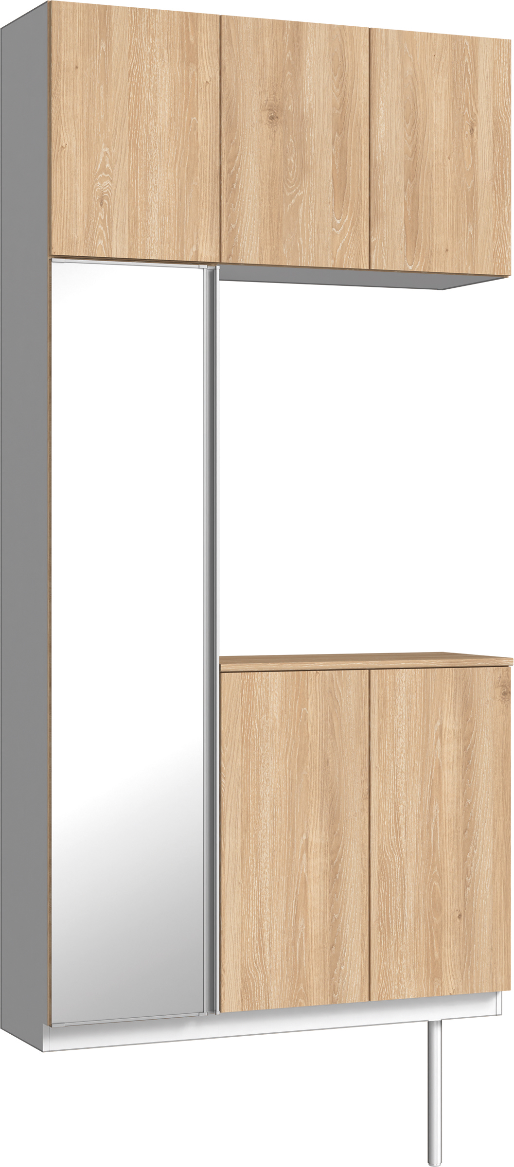 玄関収納　イエリア　開き戸ユニット　フラット　Ｓ７１　コの字ＰＬＡＮ　シューズ収納　ミラー扉　１１４０幅　〈ミルキーオーカー柄〉　ハンドルレス